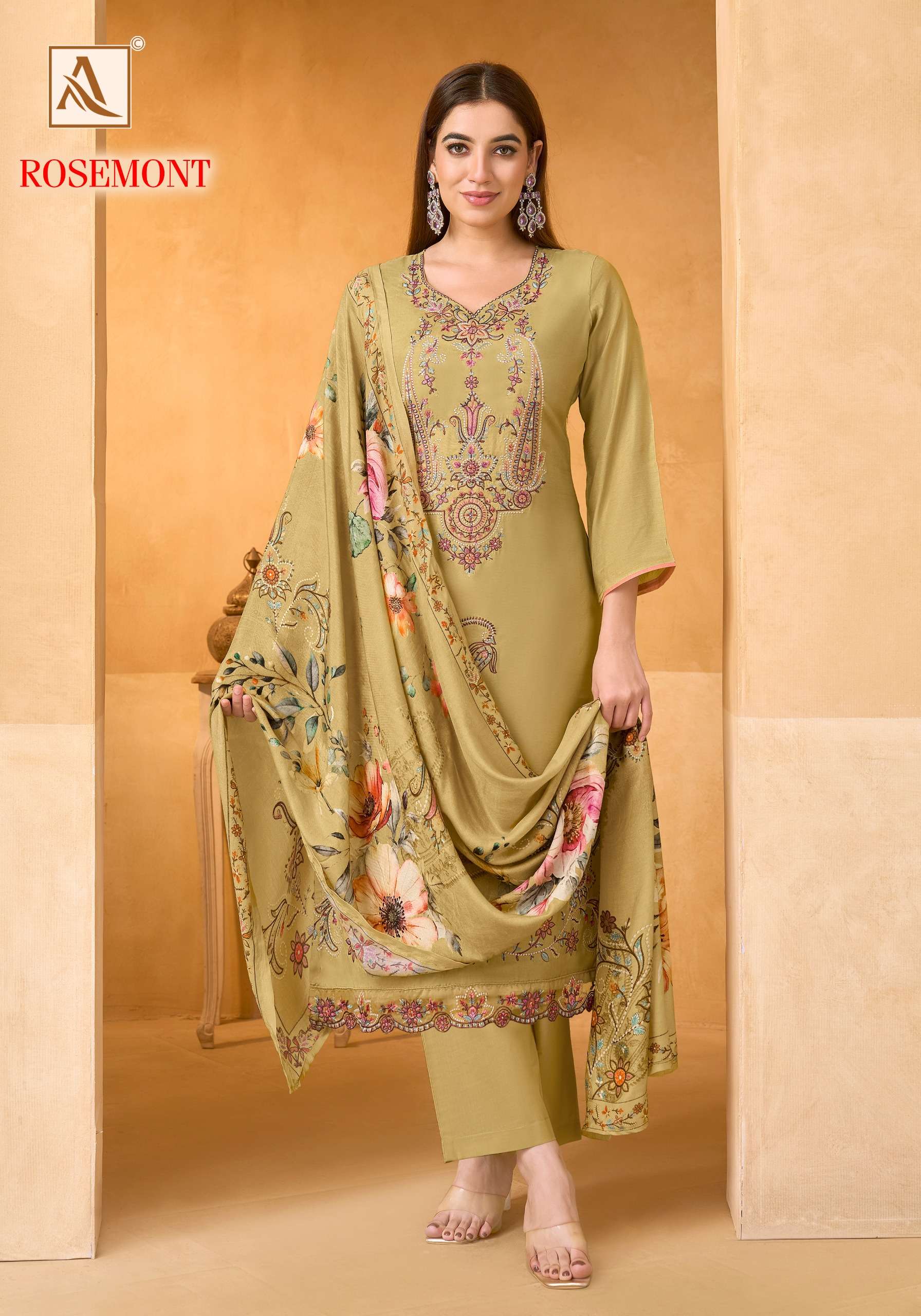 ALOK SUITS ROSEMONT VISCOSE EMBROIDERY DESIGNER WORK SUIT