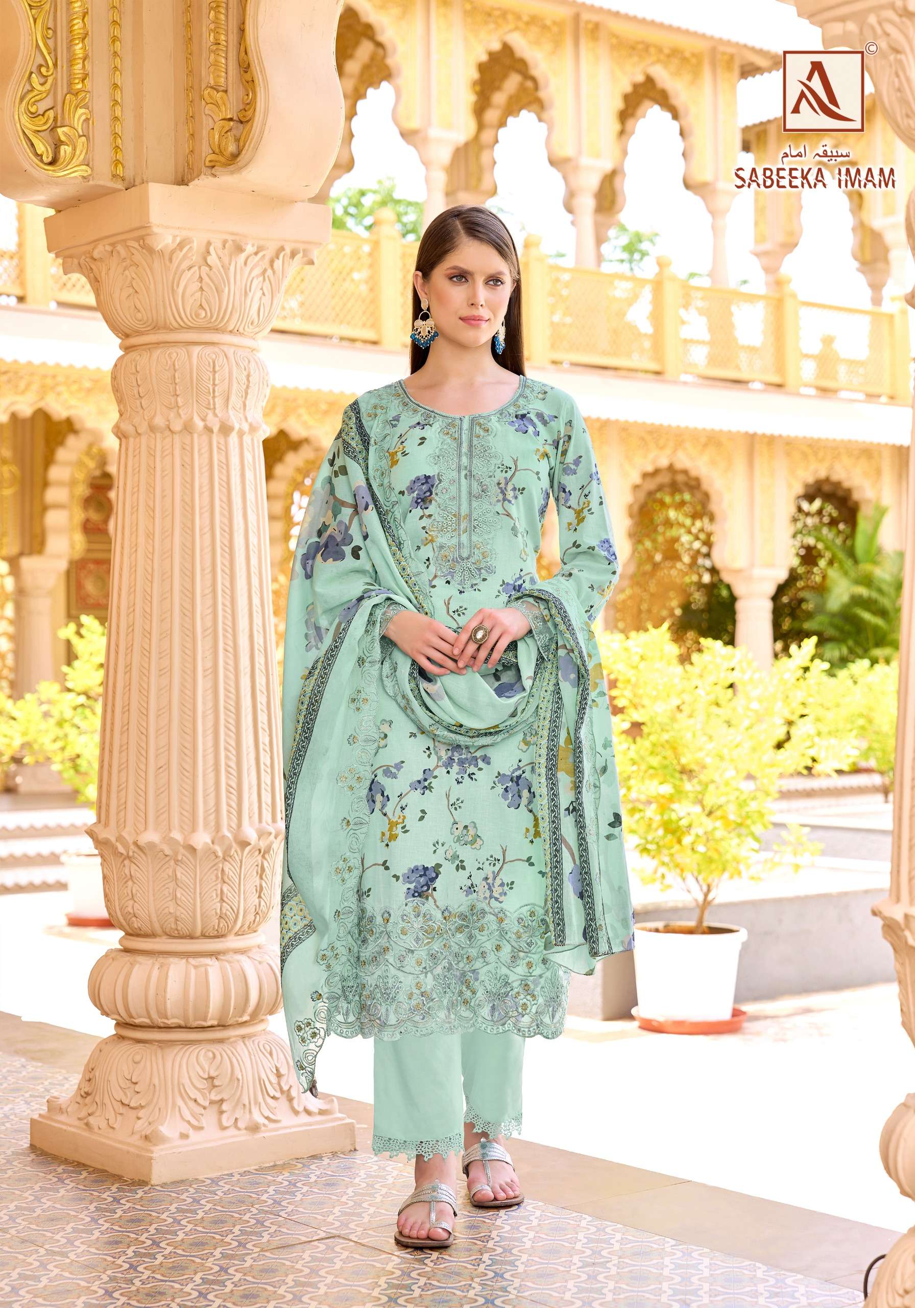 ALOK SUITS SABEEKA IMAM COTTON PRINT WITH FANCY EMBROIDERY WORK SUIT 
