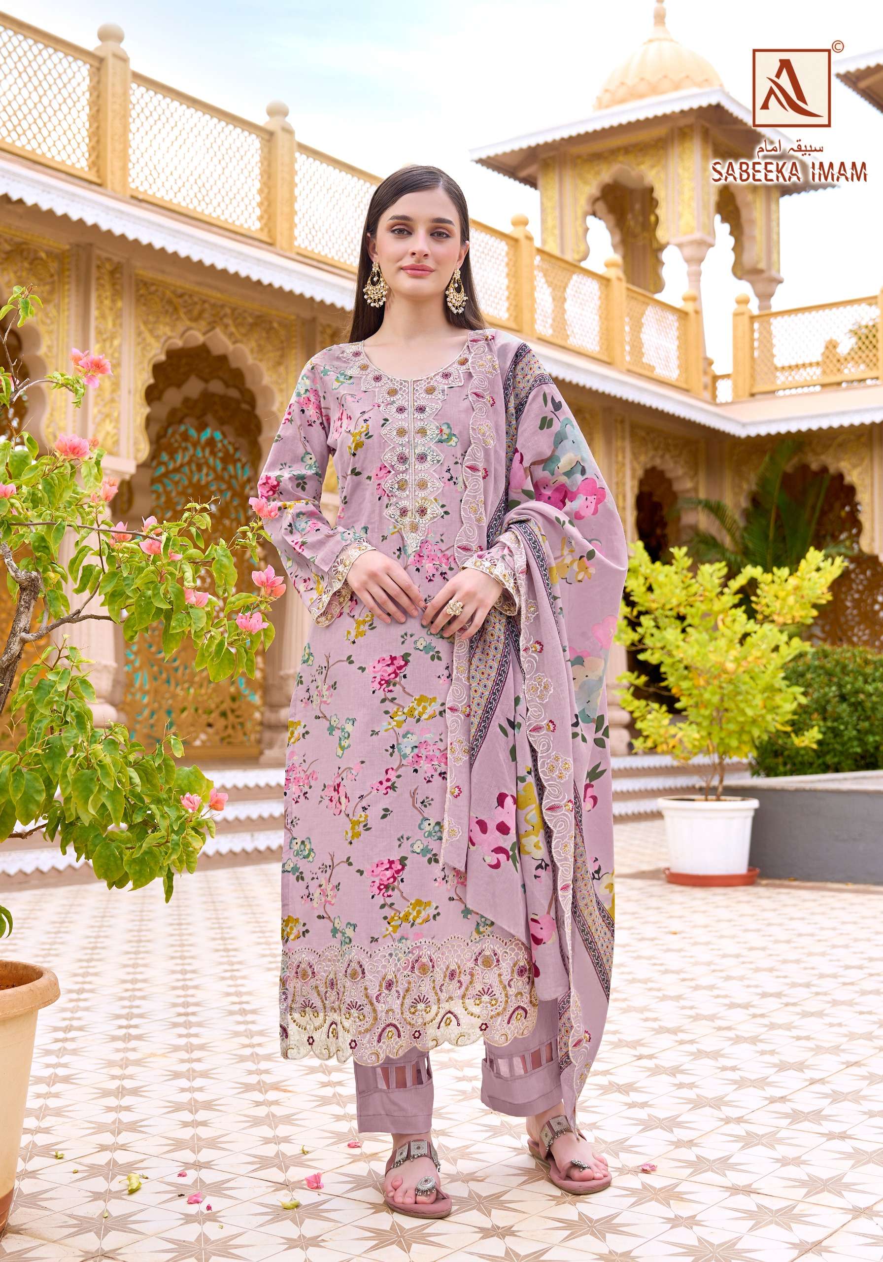 ALOK SUITS SABEEKA IMAM COTTON PRINT WITH FANCY EMBROIDERY WORK SUIT 