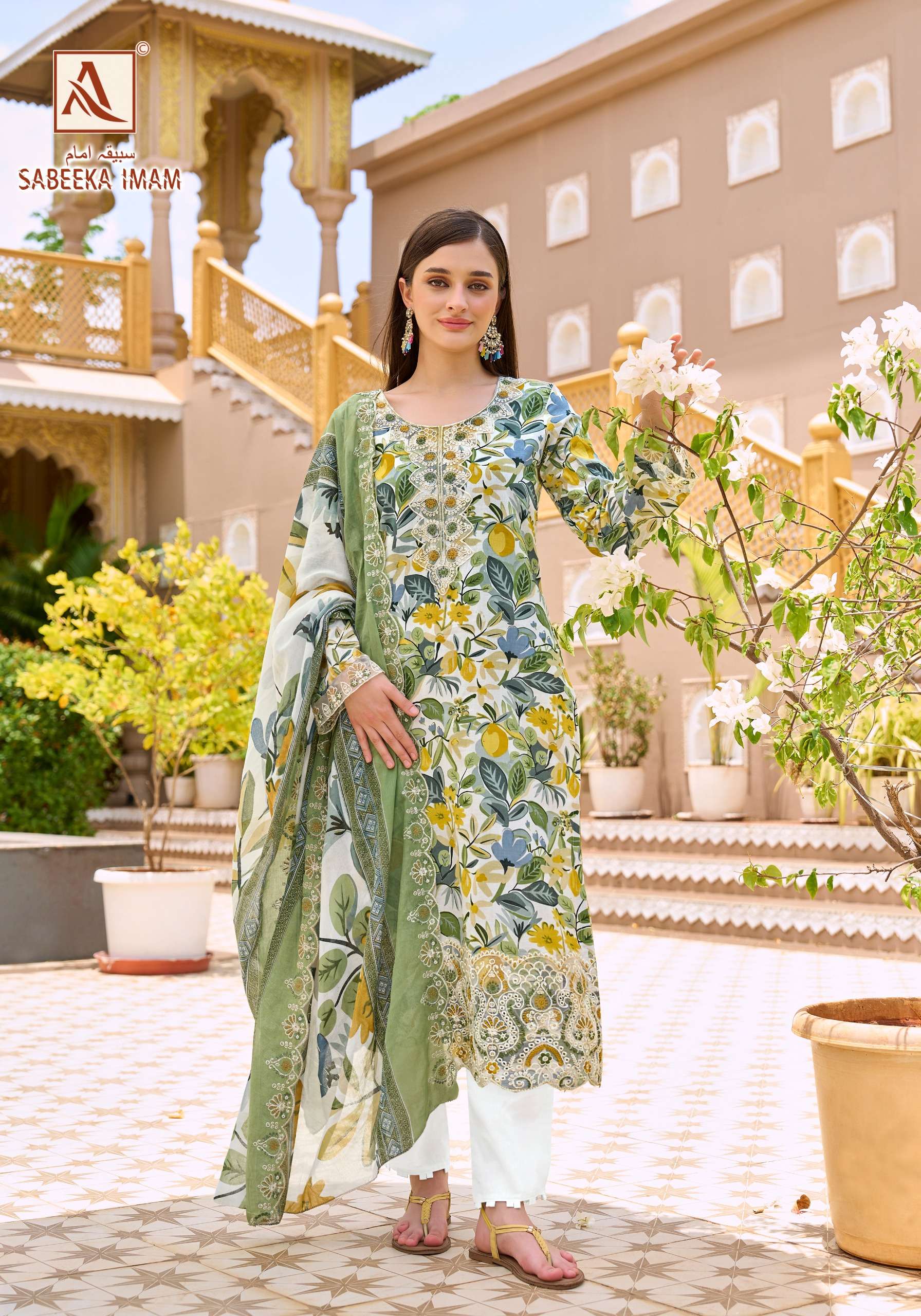 ALOK SUITS SABEEKA IMAM COTTON PRINT WITH FANCY EMBROIDERY WORK SUIT 