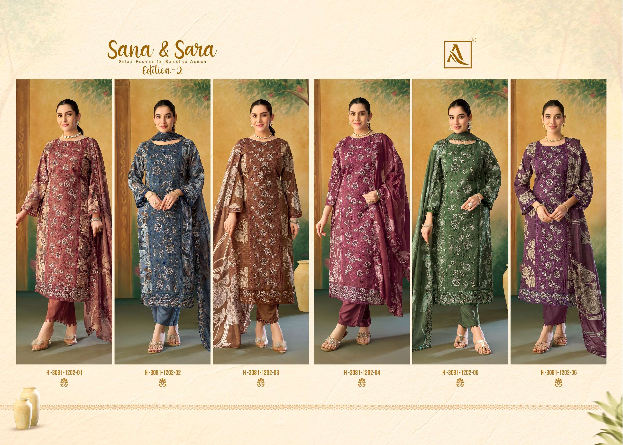ALOK SUITS SANA AND SARA VOL 2 COTTON DIGITAL PRINT WITH FANCY WORK LADIES SUIT