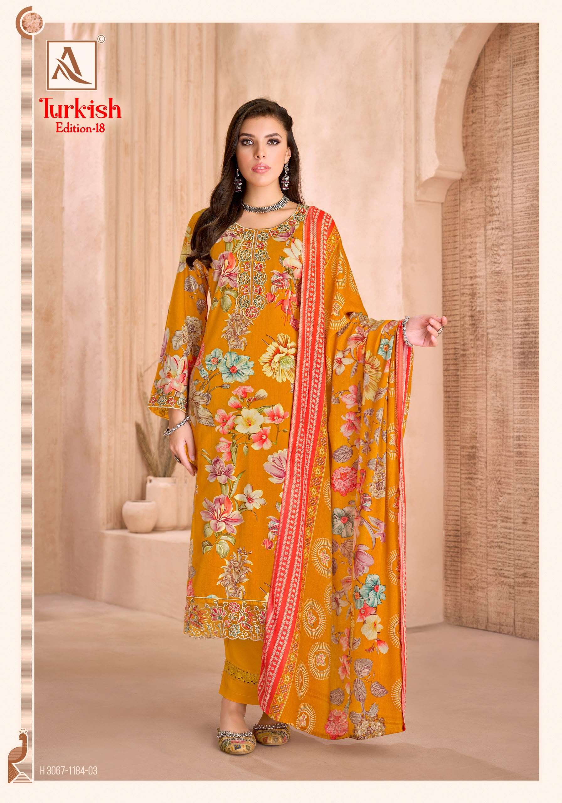 ALOK SUITS TURKISH EDITION 18 VISCOSE RAYON PRINT WITH FANCY WORK SUIT