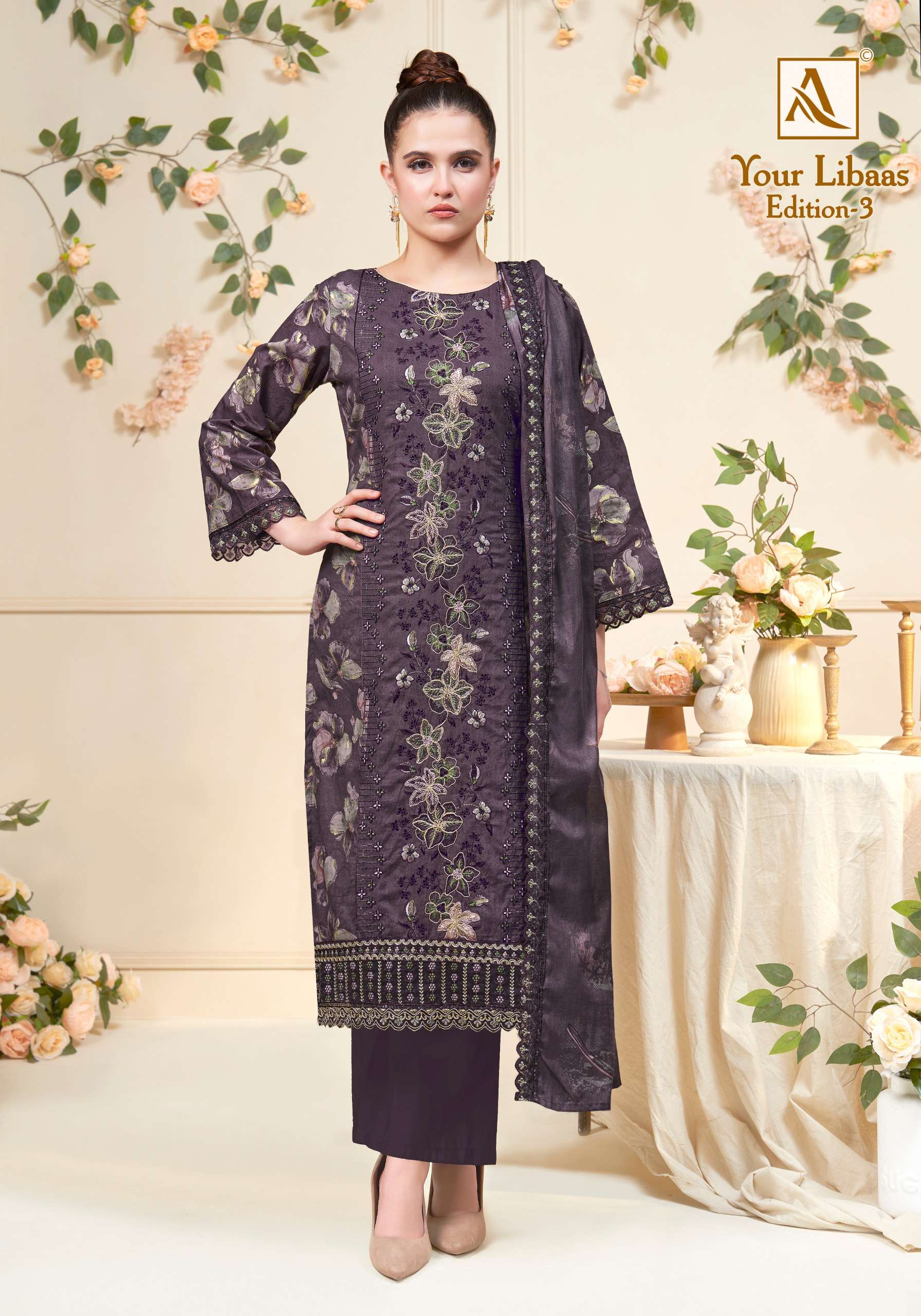 ALOK SUITS YOUR LIBAAS VOL 3 COTTON DIGITAL PRINT WITH FANCY EMBROIDERY WORK SUIT