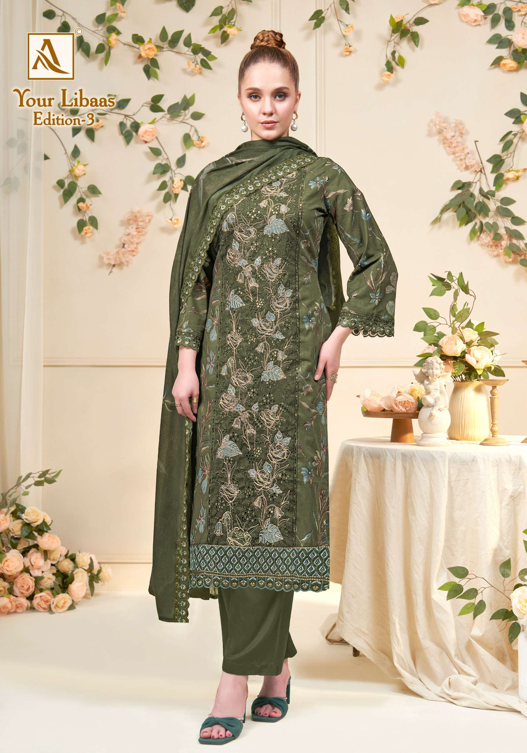 ALOK SUITS YOUR LIBAAS VOL 3 COTTON DIGITAL PRINT WITH FANCY EMBROIDERY WORK SUIT