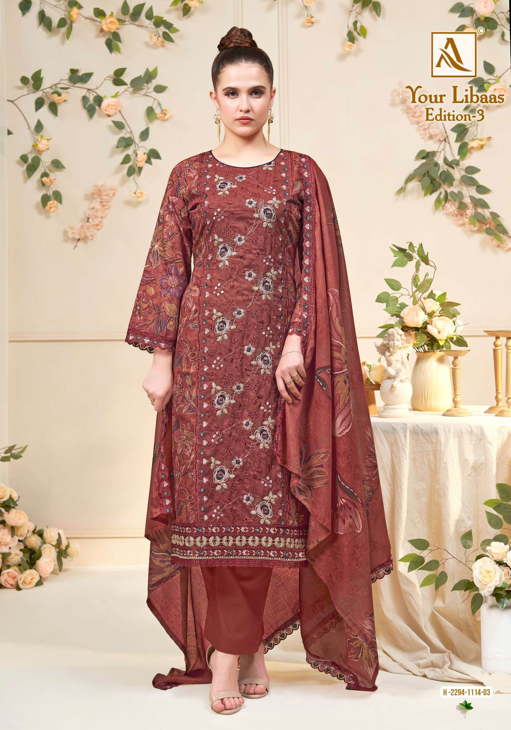 ALOK SUITS YOUR LIBAAS VOL 3 COTTON DIGITAL PRINT WITH FANCY EMBROIDERY WORK SUIT