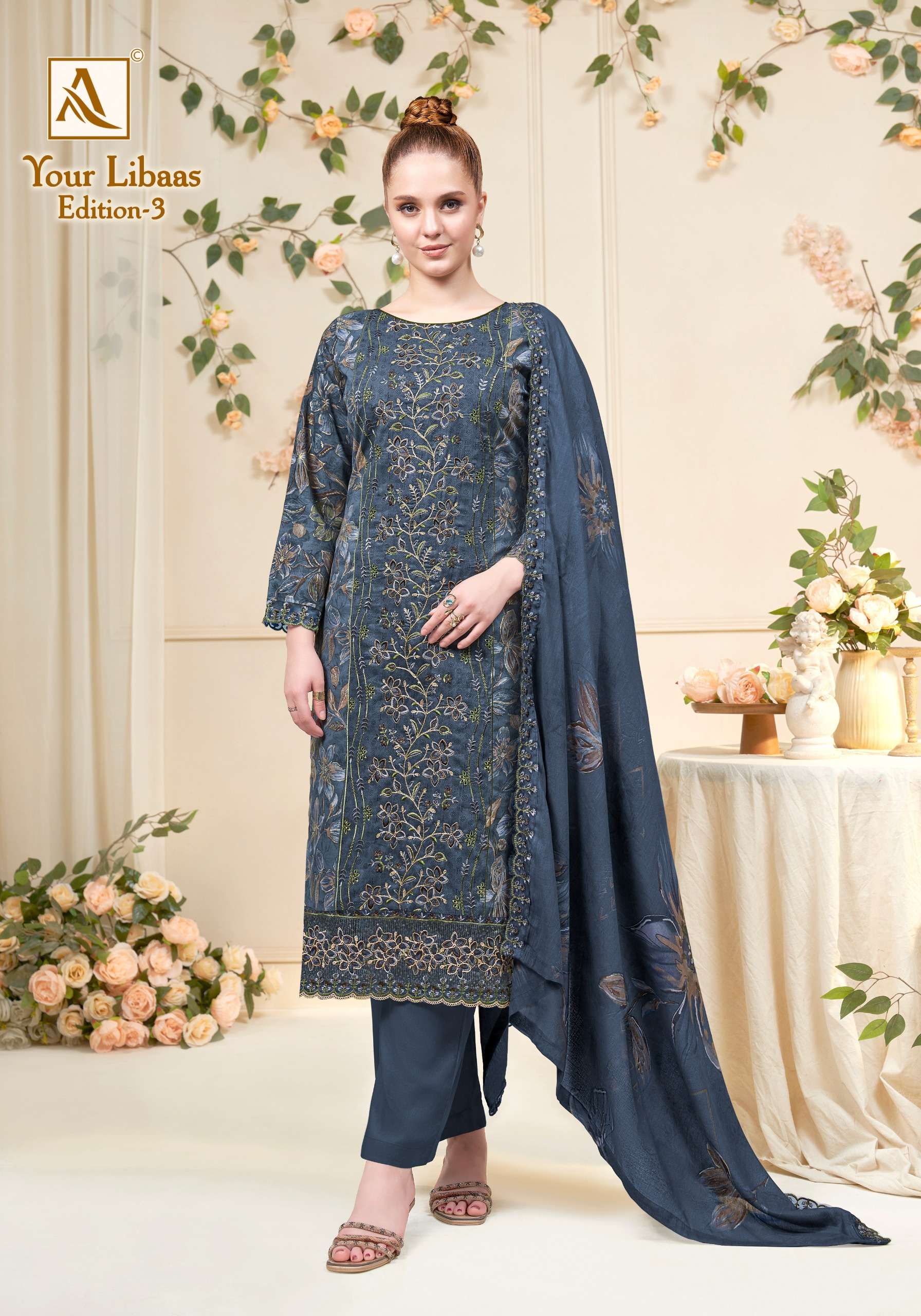 ALOK SUITS YOUR LIBAAS VOL 3 COTTON DIGITAL PRINT WITH FANCY EMBROIDERY WORK SUIT