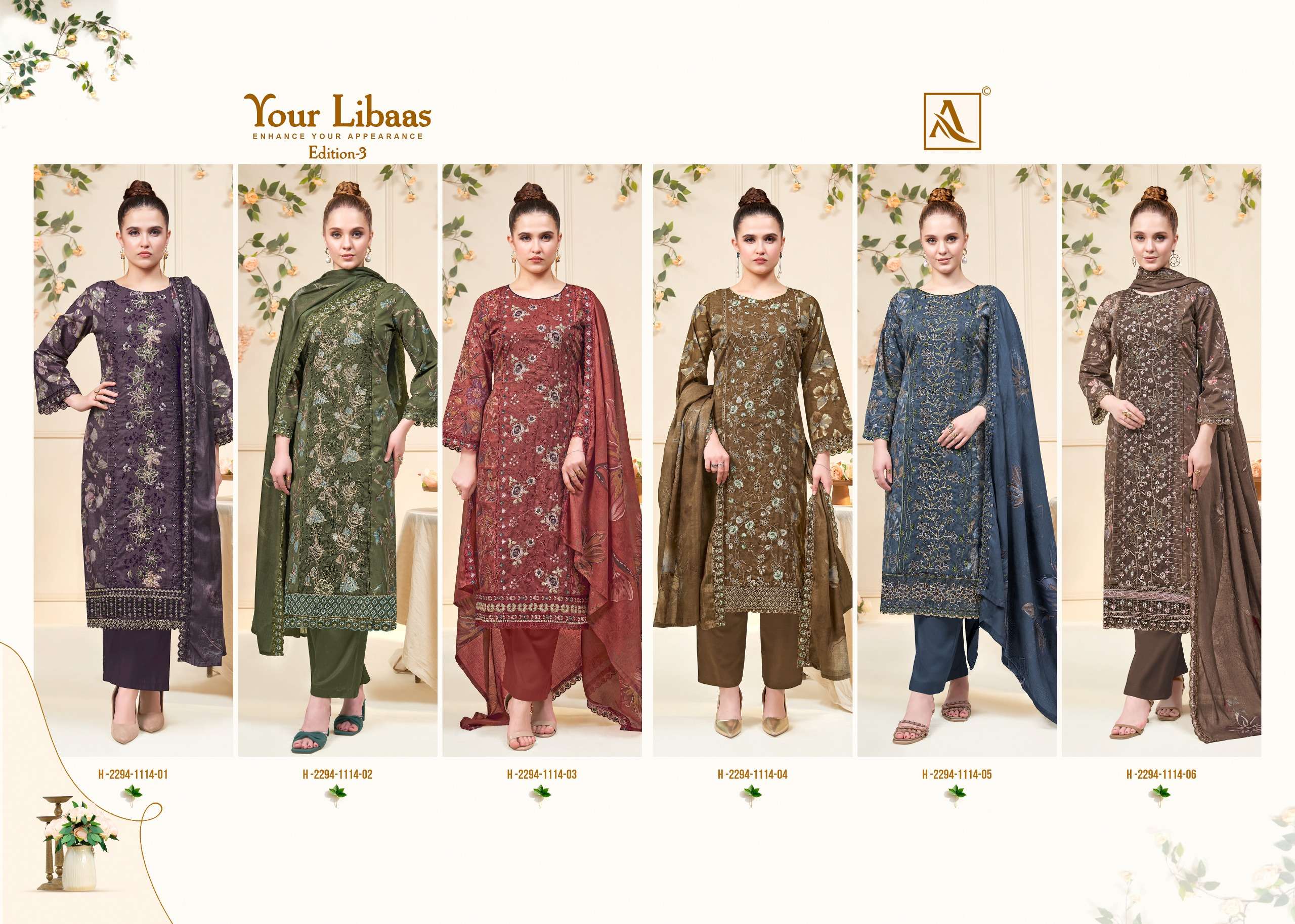 ALOK SUITS YOUR LIBAAS VOL 3 COTTON DIGITAL PRINT WITH FANCY EMBROIDERY WORK SUIT