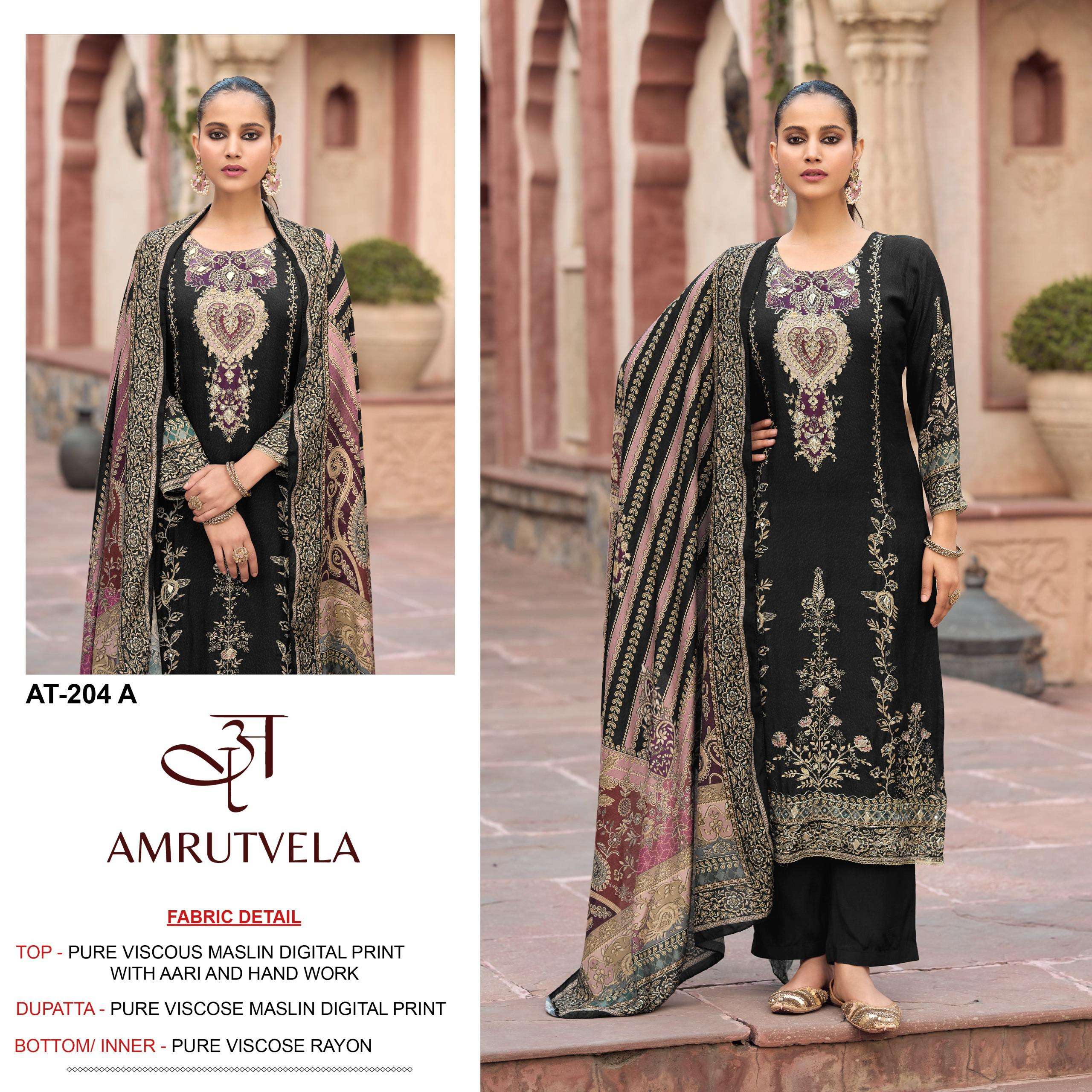 AMRUTVELA AT 204 VISCOSE DIGITAL PRINT WITH DESIGNER WORK SUITS 