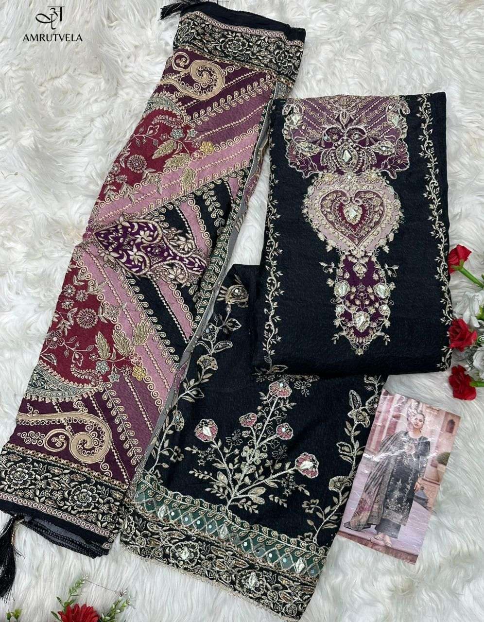 AMRUTVELA AT 204 VISCOSE DIGITAL PRINT WITH DESIGNER WORK SUITS 