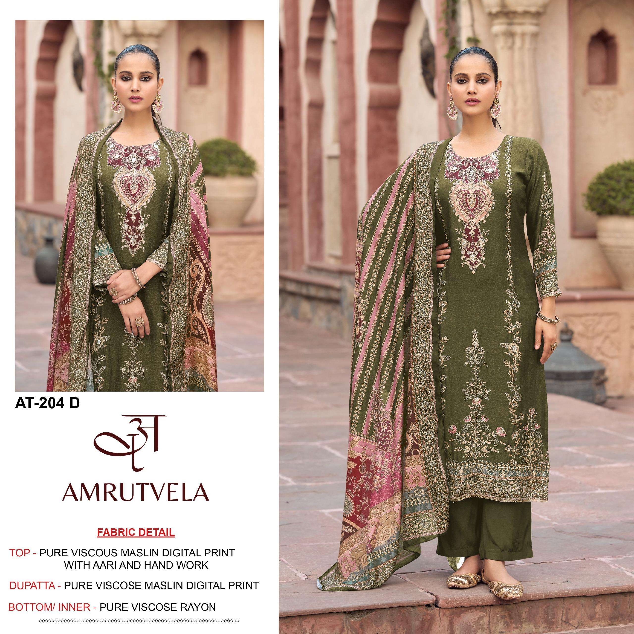 AMRUTVELA AT 204 VISCOSE DIGITAL PRINT WITH DESIGNER WORK SUITS 