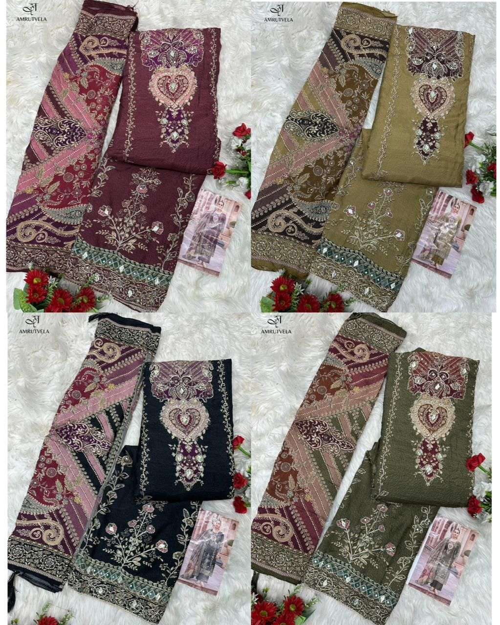AMRUTVELA AT 204 VISCOSE DIGITAL PRINT WITH DESIGNER WORK SUITS 