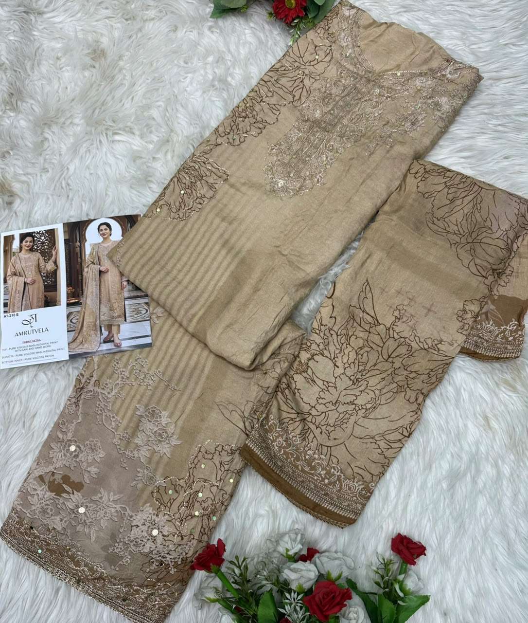 AMRUTVELA AT 210 EF VISCOSE DIGITAL PRINT WITH DESIGNER WORK SUIT