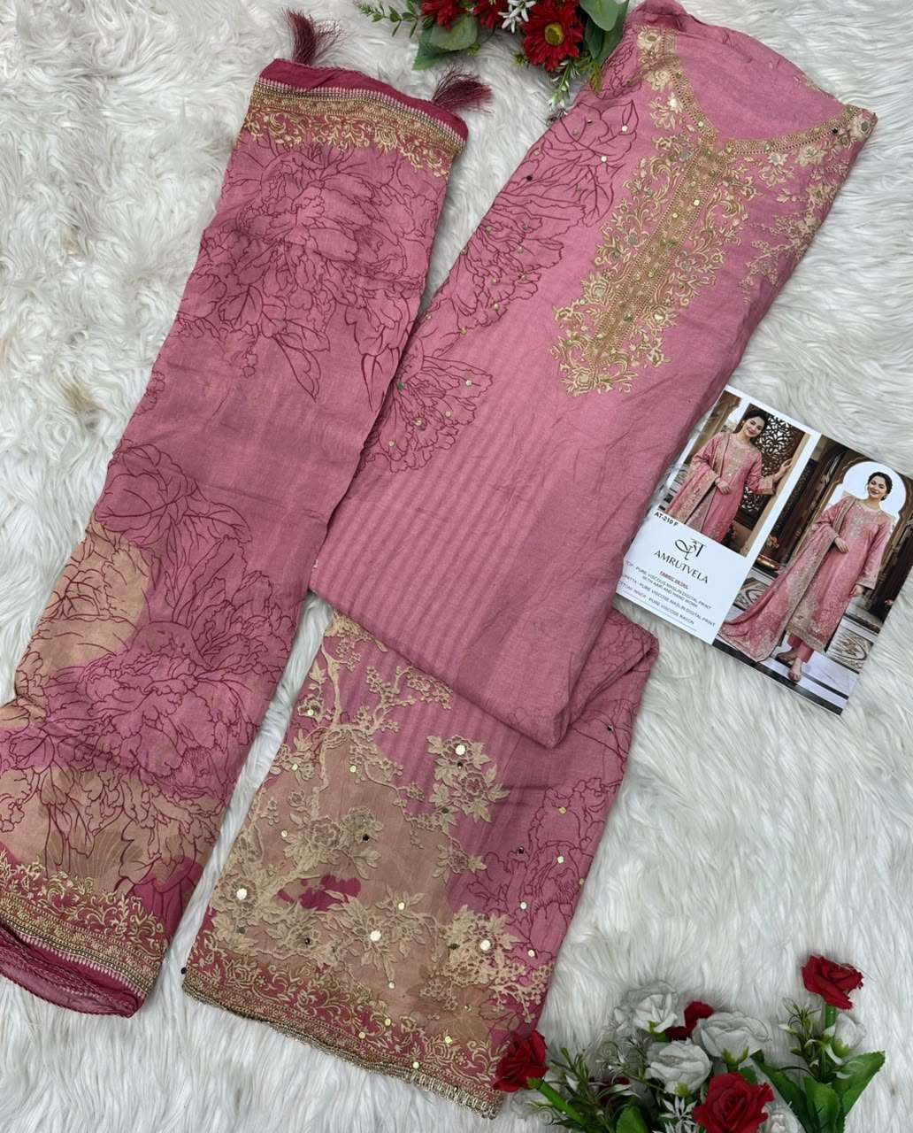 AMRUTVELA AT 210 EF VISCOSE DIGITAL PRINT WITH DESIGNER WORK SUIT