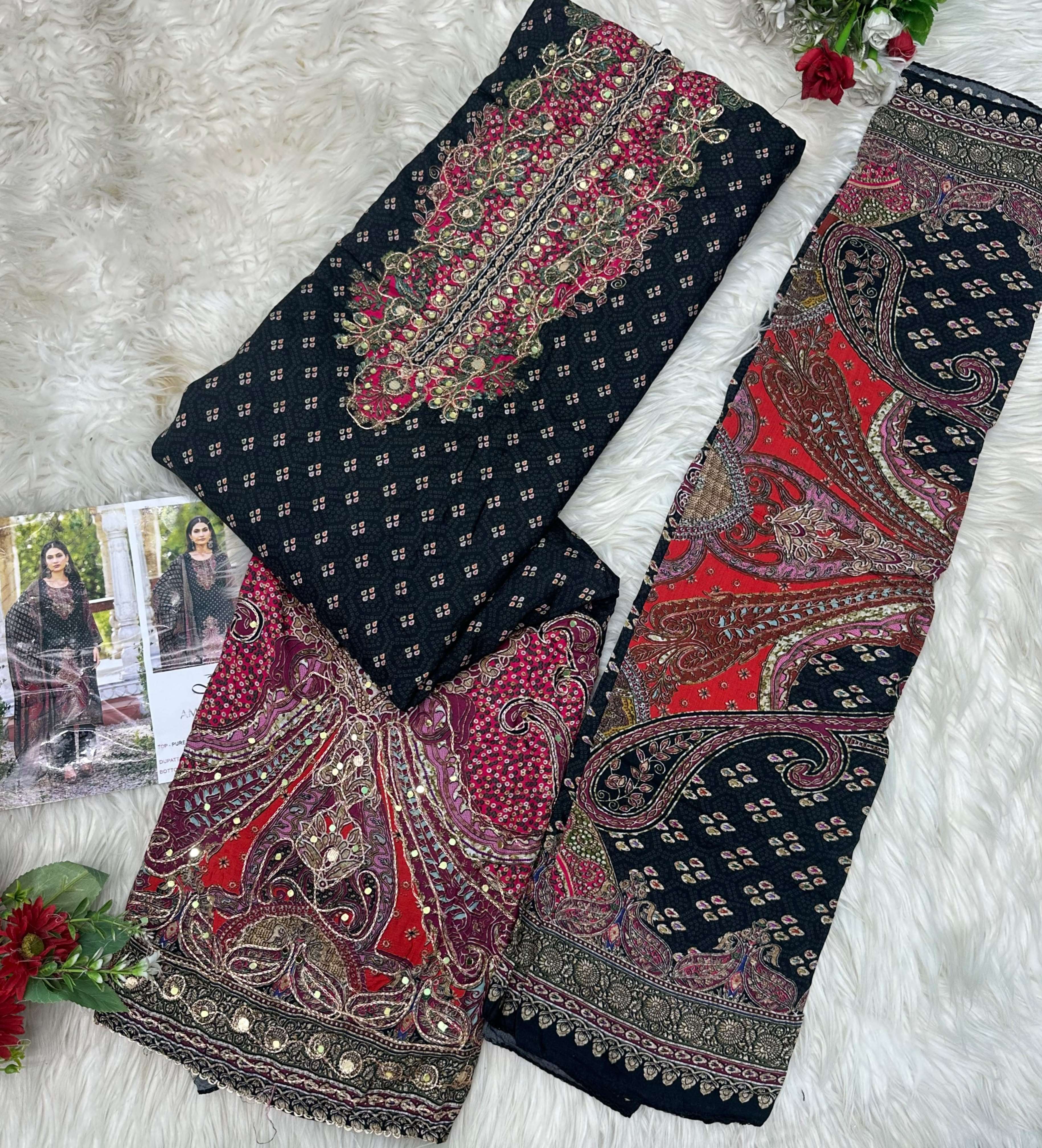 AMRUTVELA AT 233 VISCOSE DIGITAL PRINT WITH DESIGNER WORK SUIT