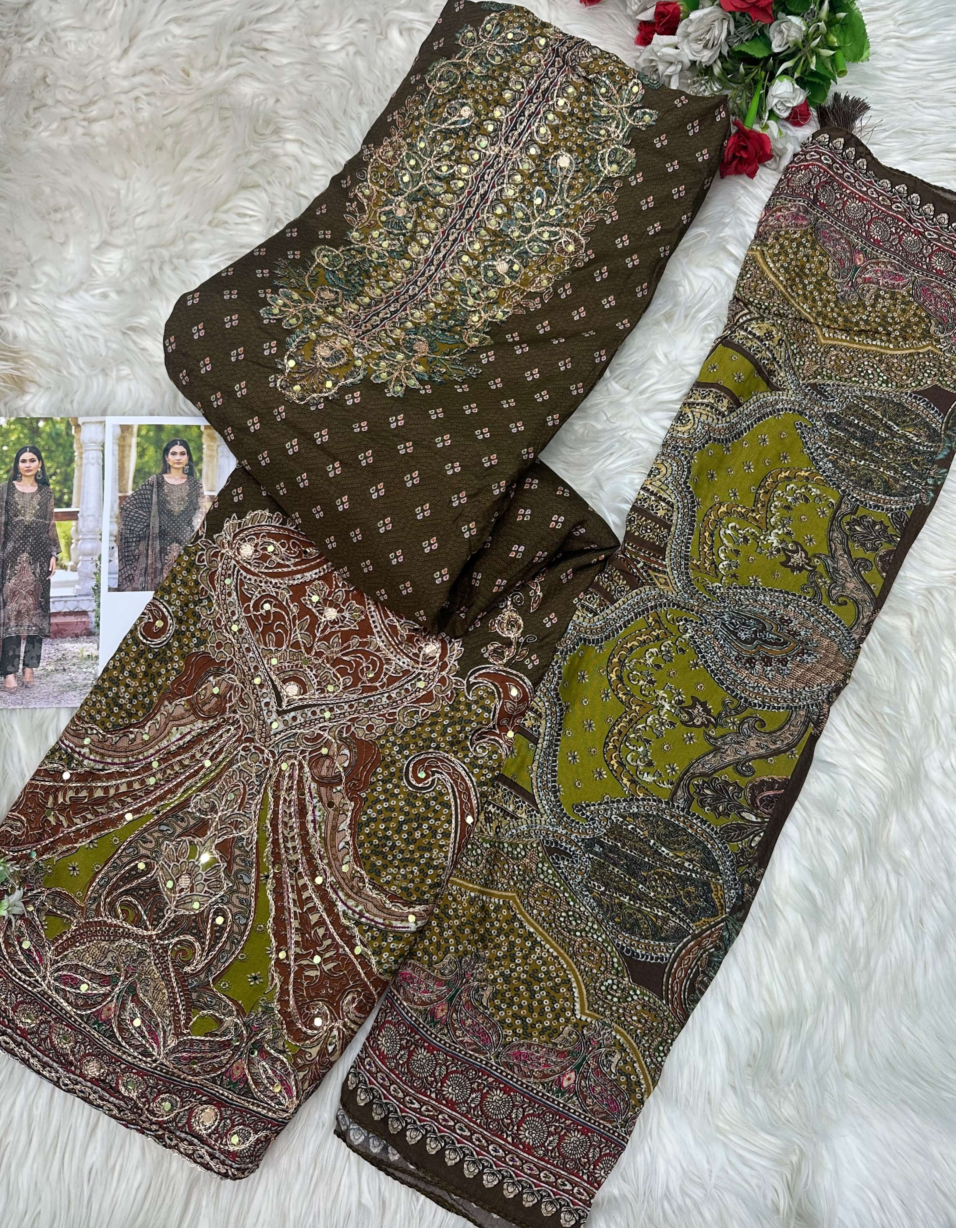 AMRUTVELA AT 233 VISCOSE DIGITAL PRINT WITH DESIGNER WORK SUIT