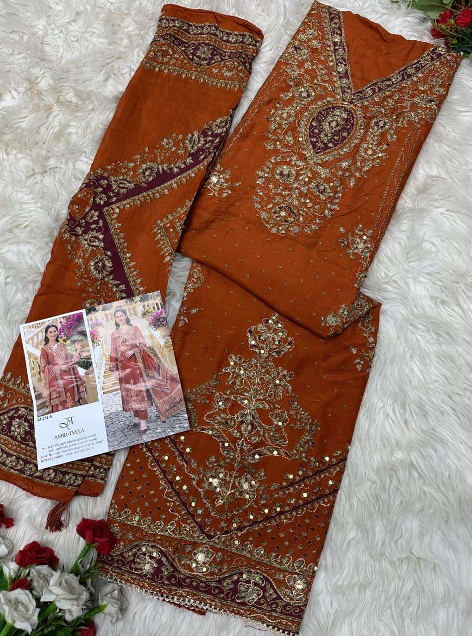 AMRUTVELA AT 259 VISCOSE DESIGNER WORK PAKISTANI SUIT