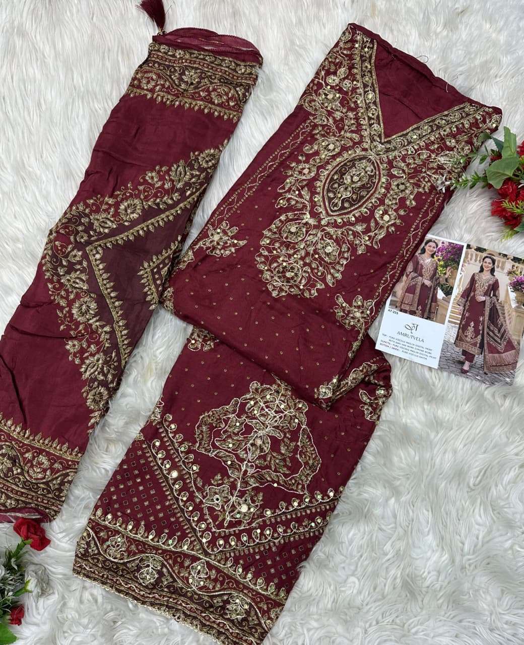 AMRUTVELA AT 259 VISCOSE DESIGNER WORK PAKISTANI SUIT