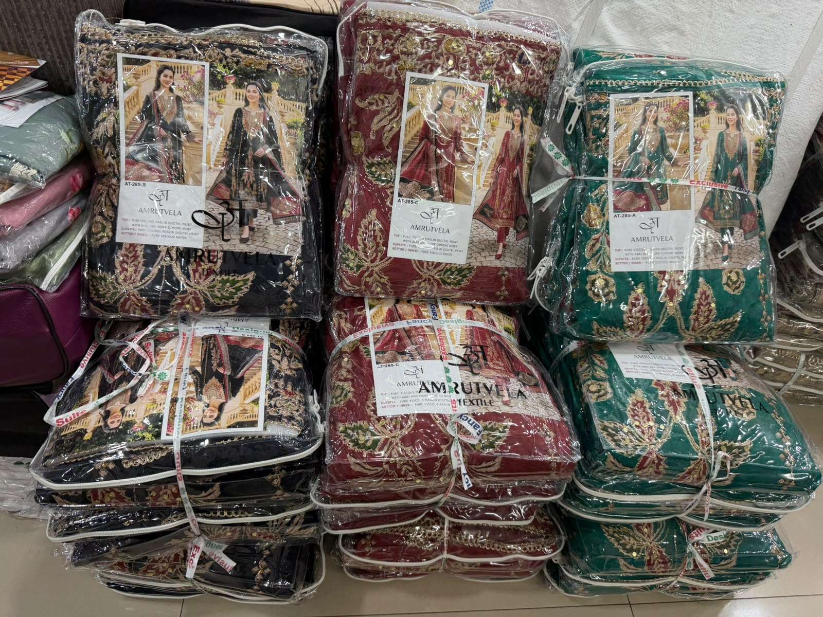 AMRUTVELA AT 285 VISCOSE DIGITAL PRINT WITH DESIGNER WORK SUIT