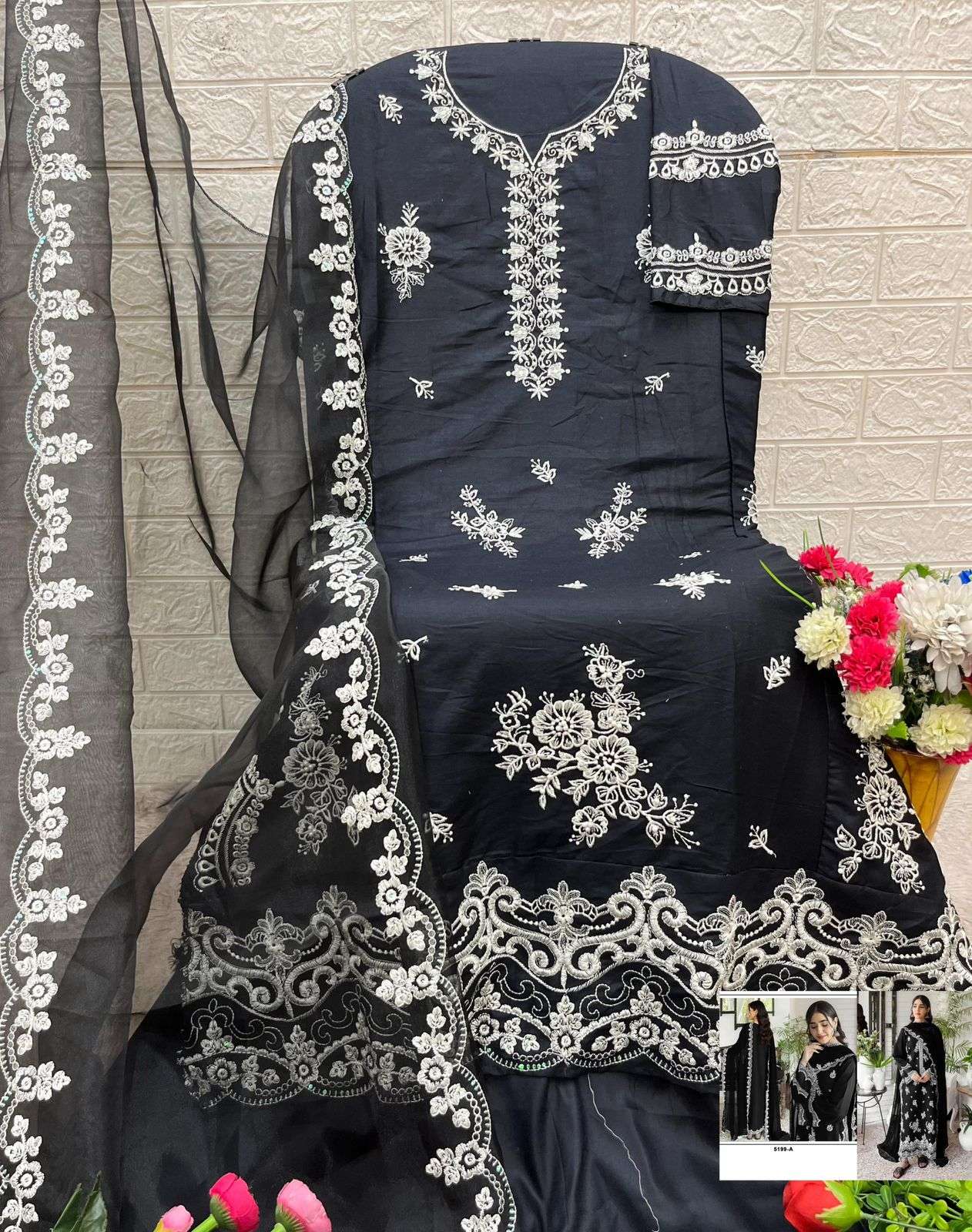 BANDHANI PALACE D NO 5199  COTTON HEAVY EMBROIDERED DESIGNER WORK SUIT