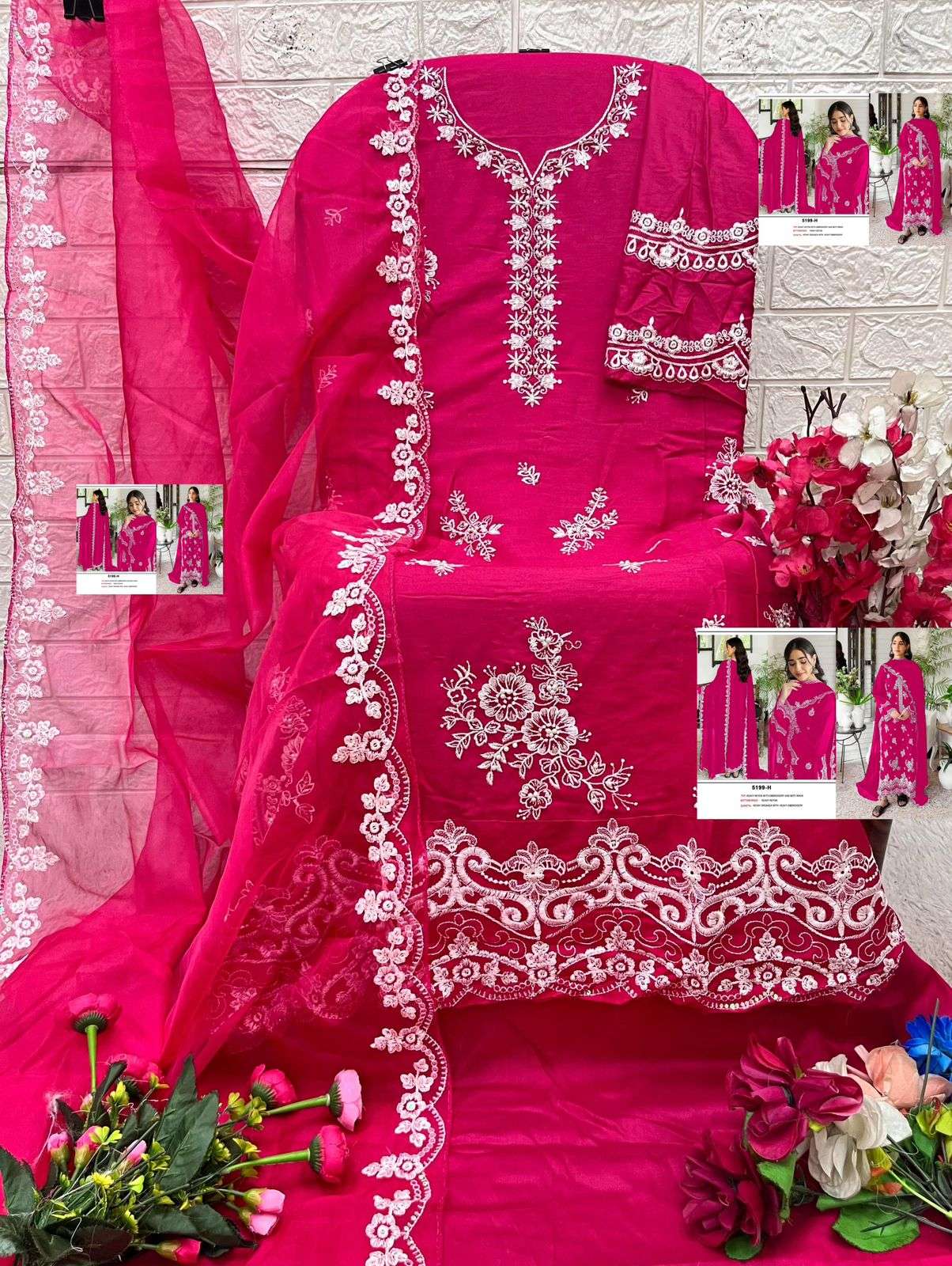 BANDHANI PALACE D NO 5199  COTTON HEAVY EMBROIDERED DESIGNER WORK SUIT