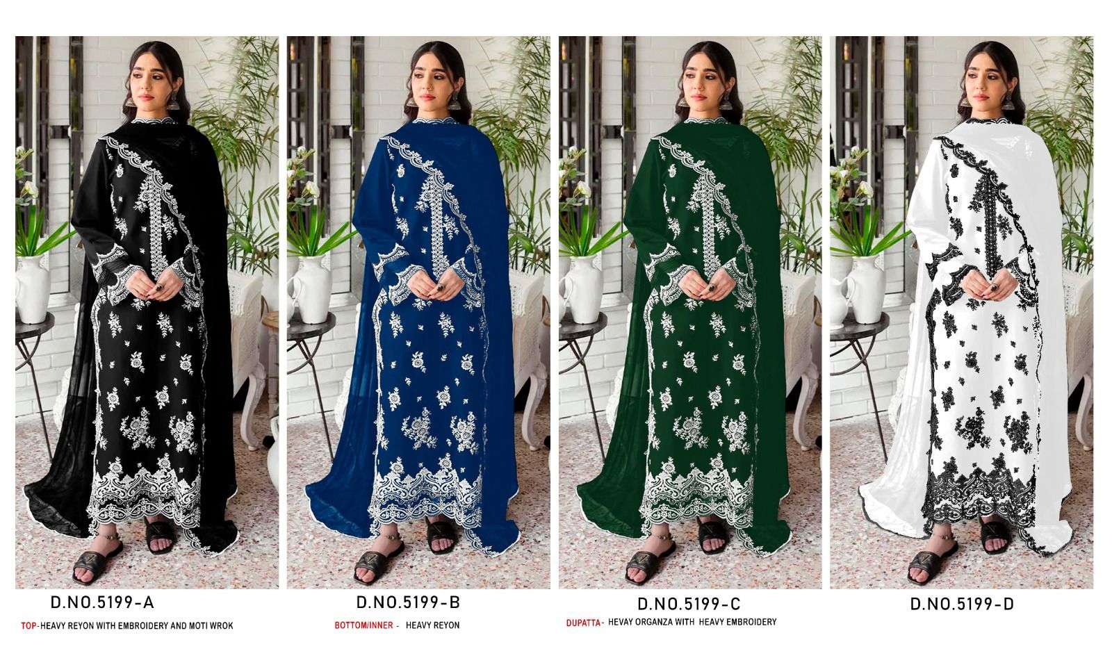 BANDHANI PALACE D NO 5199  COTTON HEAVY EMBROIDERED DESIGNER WORK SUIT