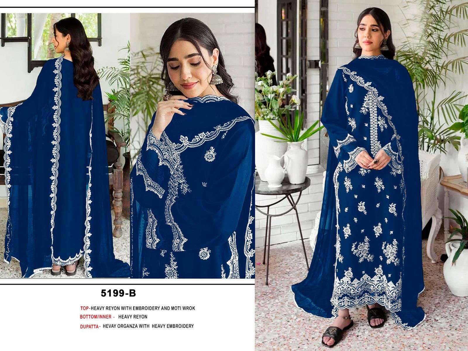 BANDHANI PALACE D NO 5199  COTTON HEAVY EMBROIDERED DESIGNER WORK SUIT