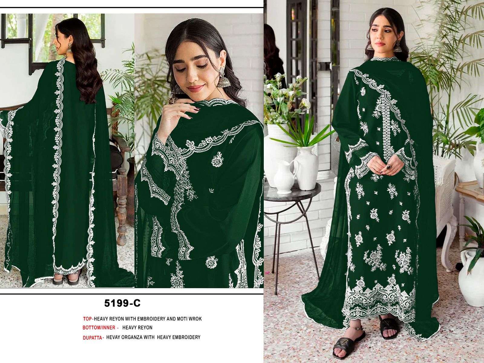 BANDHANI PALACE D NO 5199  COTTON HEAVY EMBROIDERED DESIGNER WORK SUIT