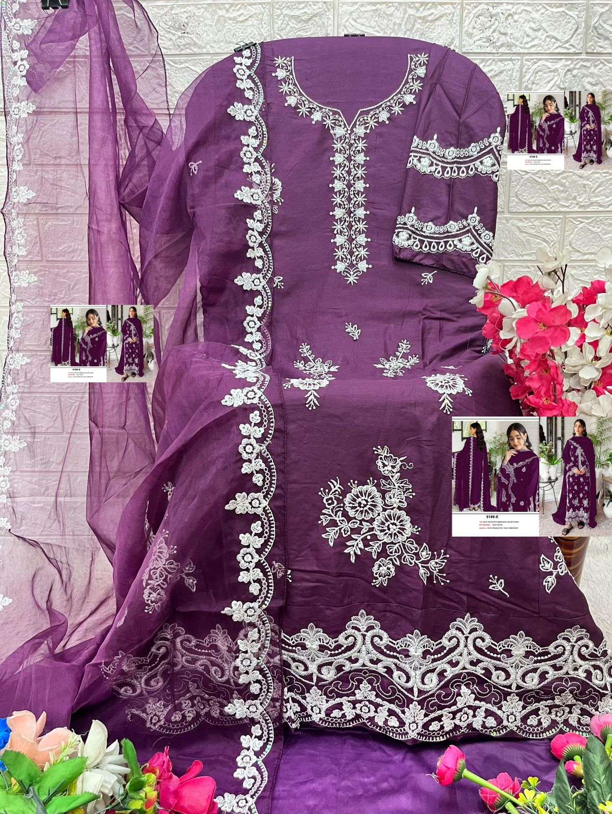 BANDHANI PALACE D NO 5199  COTTON HEAVY EMBROIDERED DESIGNER WORK SUIT
