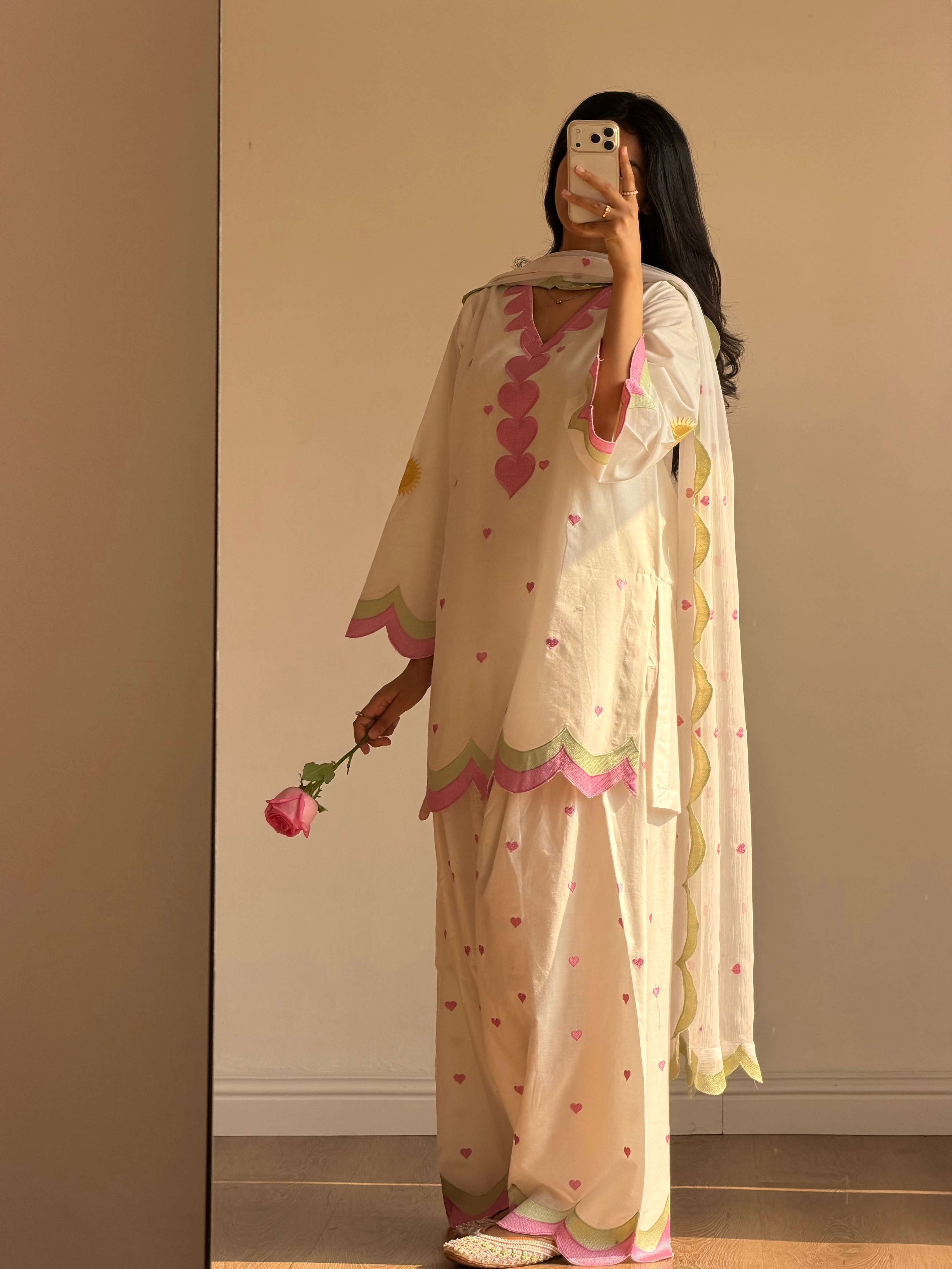 BE 490 CHANDERI SILK DESIGNER EMBROIDERED WORKED TOP SALWAAR WITH DUPATTA