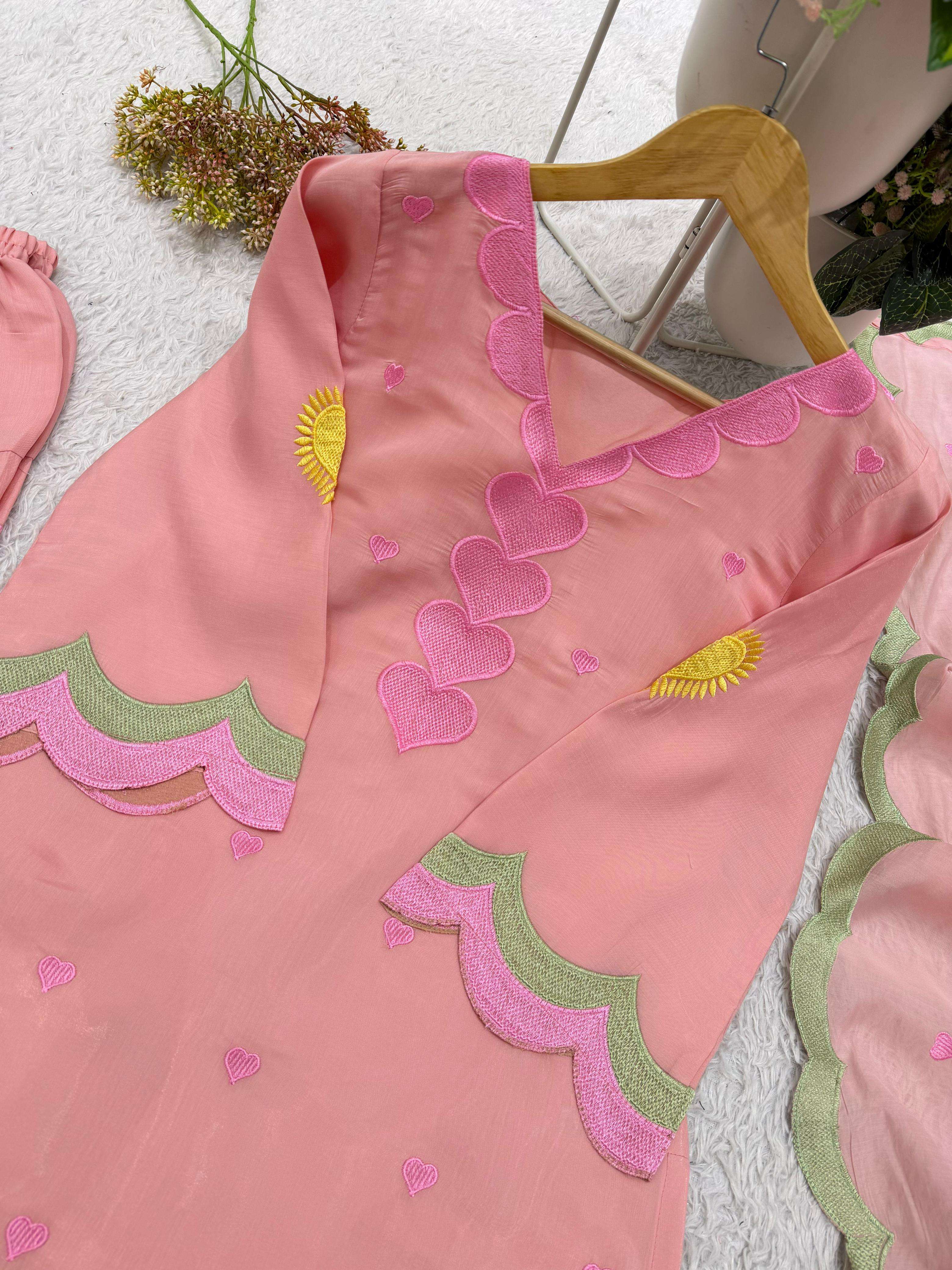 BE 490 CHANDERI SILK DESIGNER EMBROIDERED WORKED TOP SALWAAR WITH DUPATTA