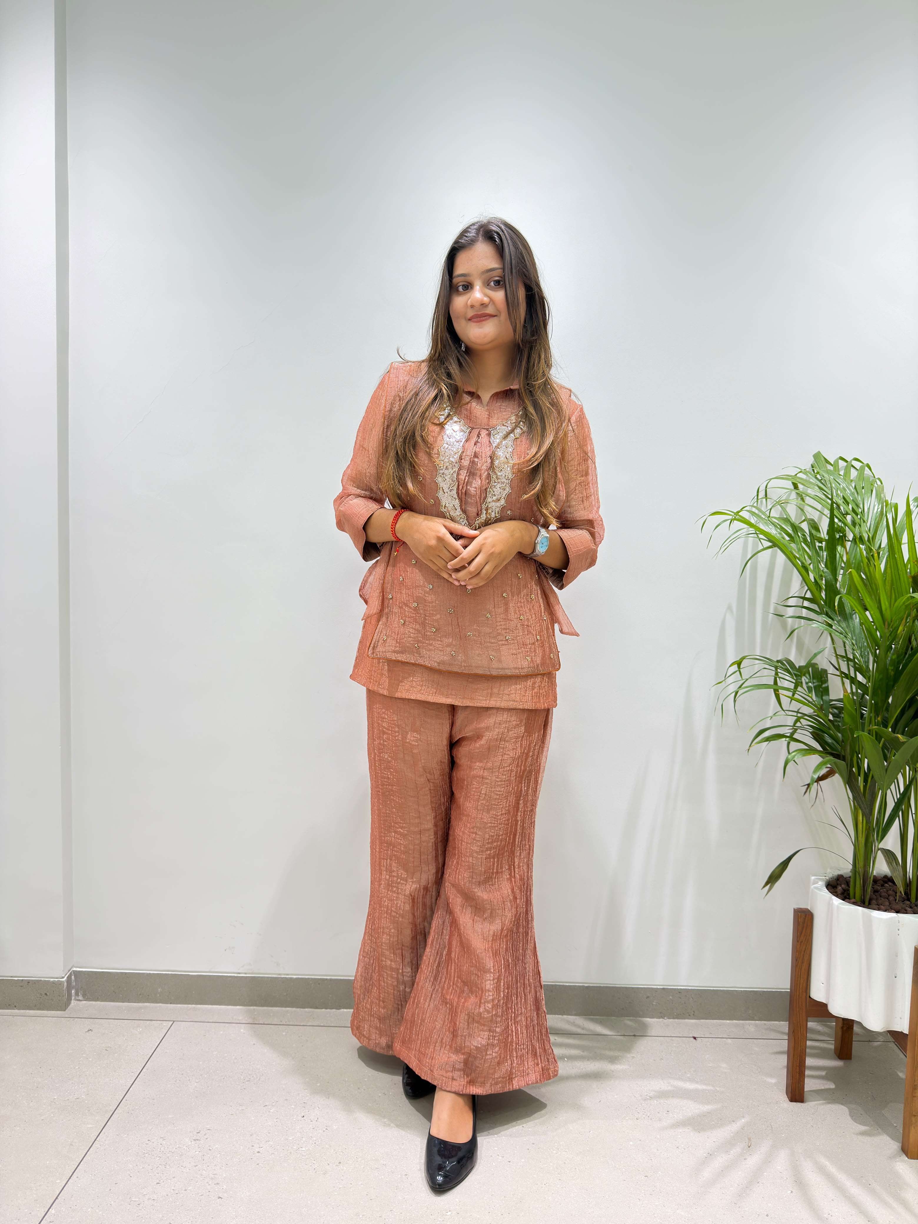 BE 493 SILK DESIGNER SHIRT PANT WITH  HAND EMBROIDERED SHRUG ⁠PARTY WEAR COLLECTION 