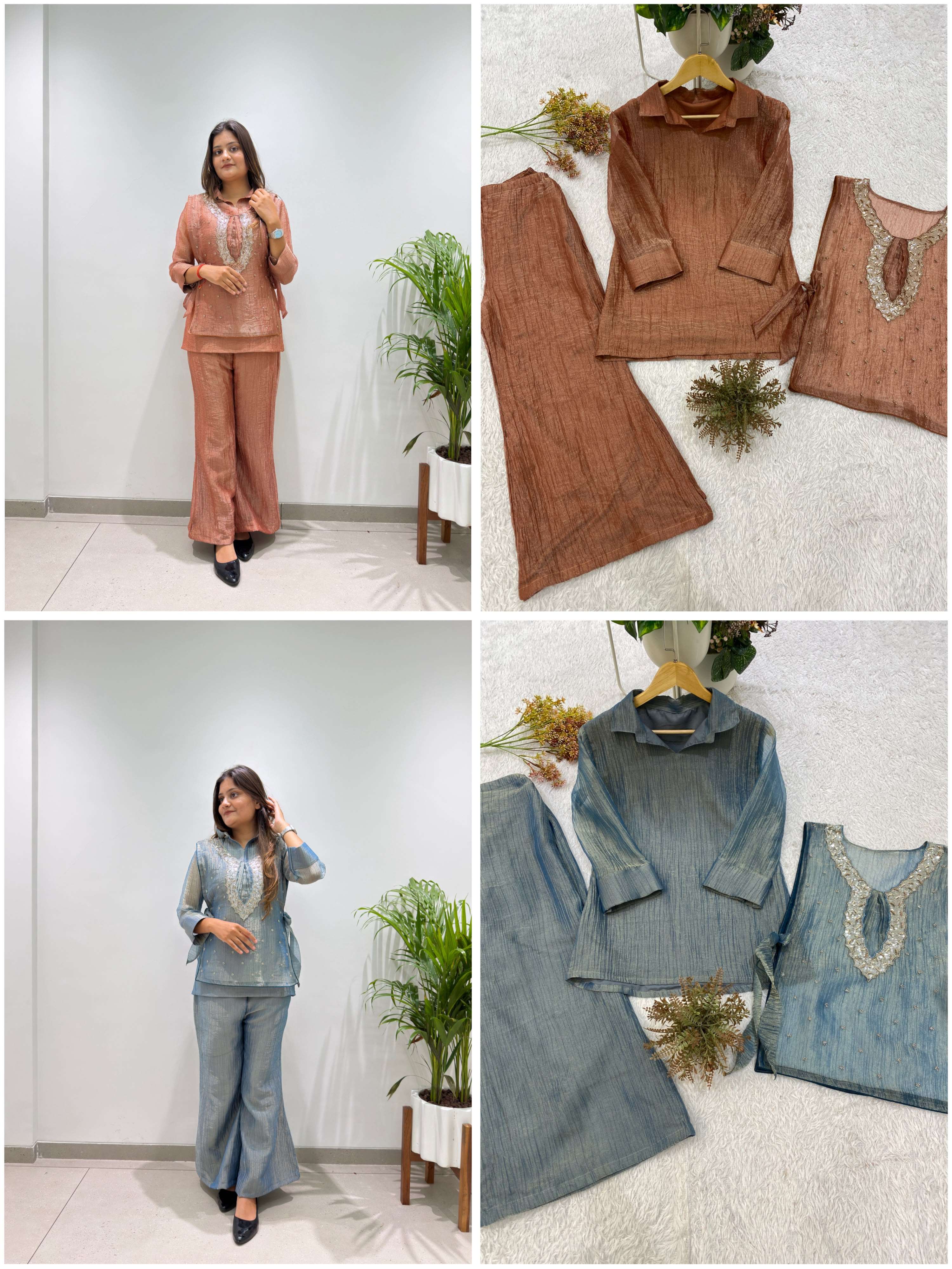 BE 493 SILK DESIGNER SHIRT PANT WITH  HAND EMBROIDERED SHRUG ⁠PARTY WEAR COLLECTION 