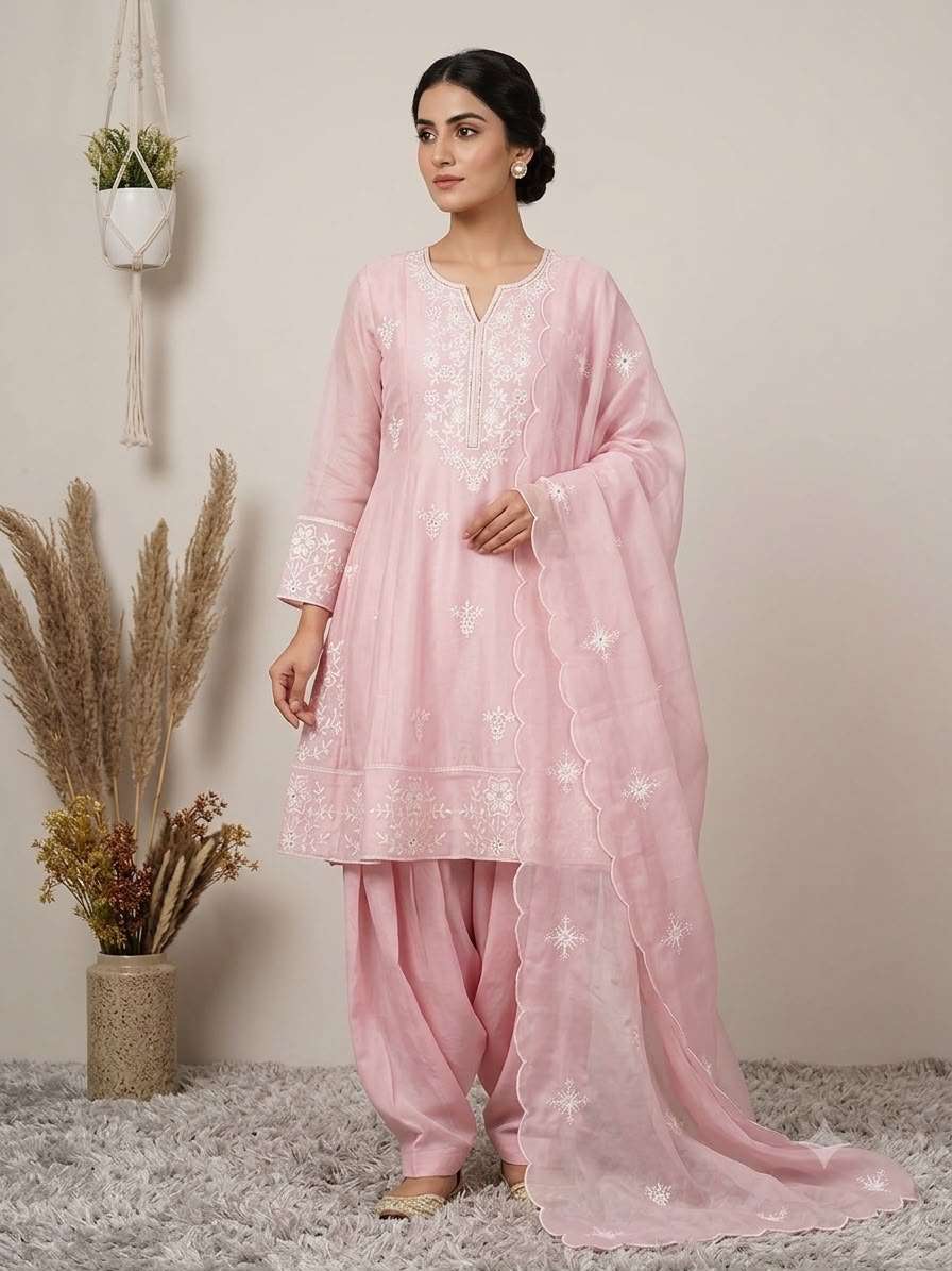BE 494 SILK SEQUENCE EMBROIDERED WORKED TOP SALWAR WITH DUPATTA SET