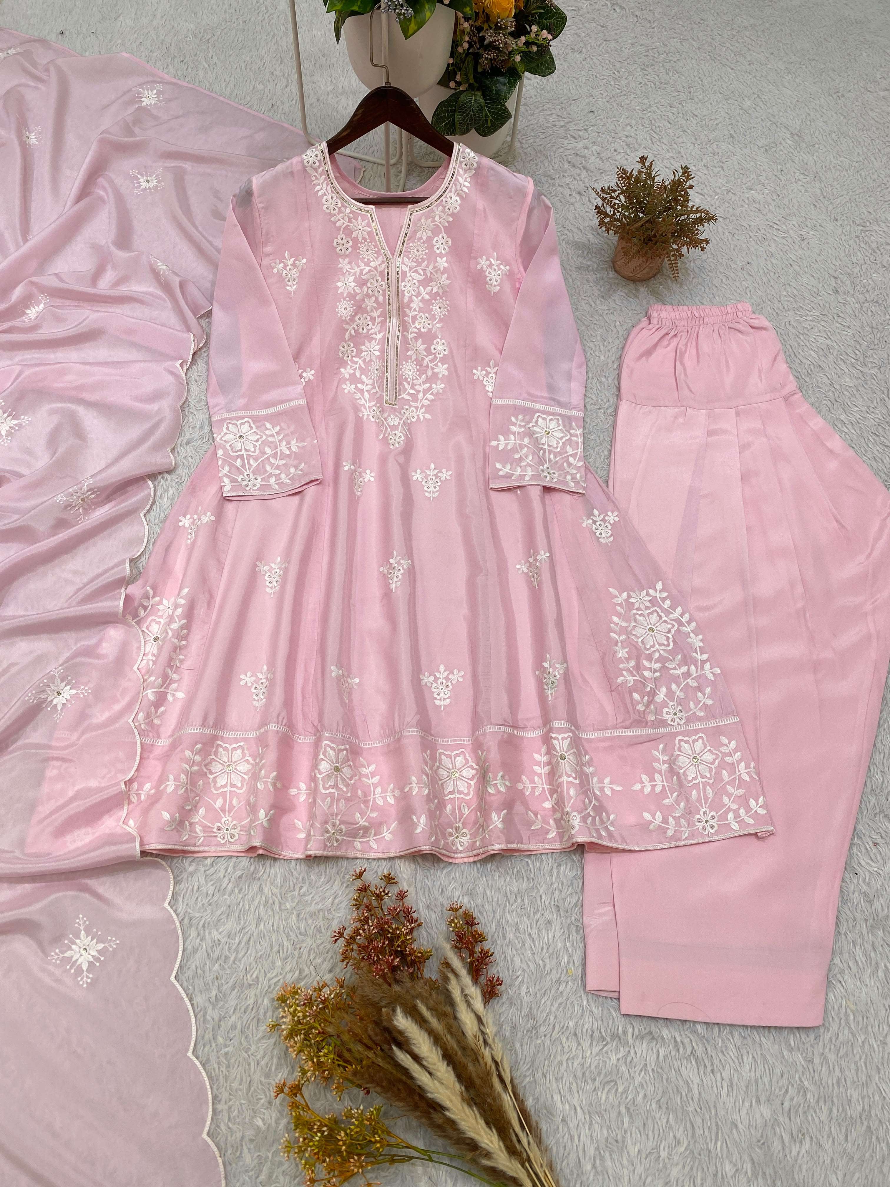 BE 494 SILK SEQUENCE EMBROIDERED WORKED TOP SALWAR WITH DUPATTA SET