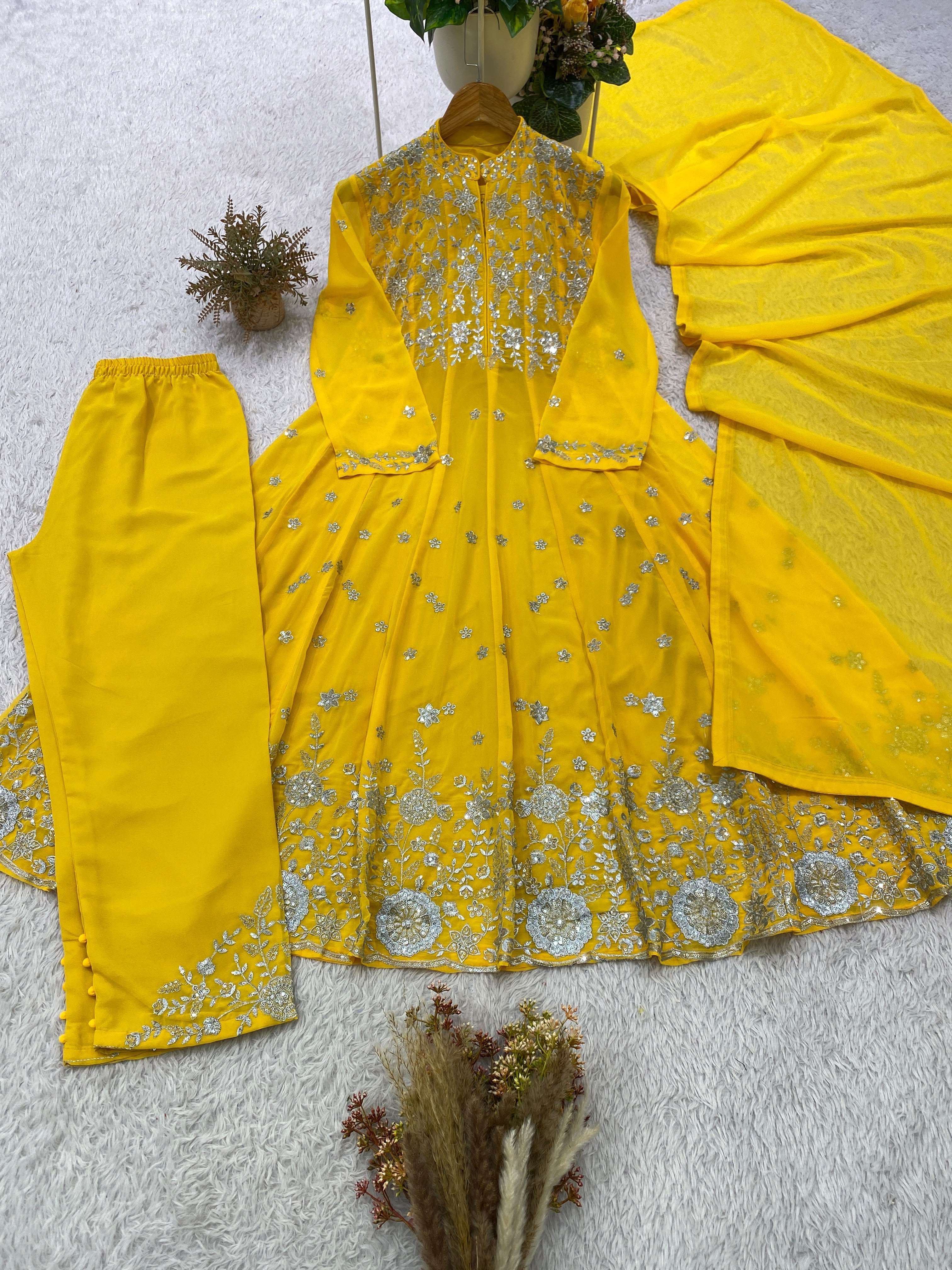 BE 495 GEORGETTE SEQUENCE EMBROIDERY DESIGNER WORK FESTIVE WEAR LADIES SUIT