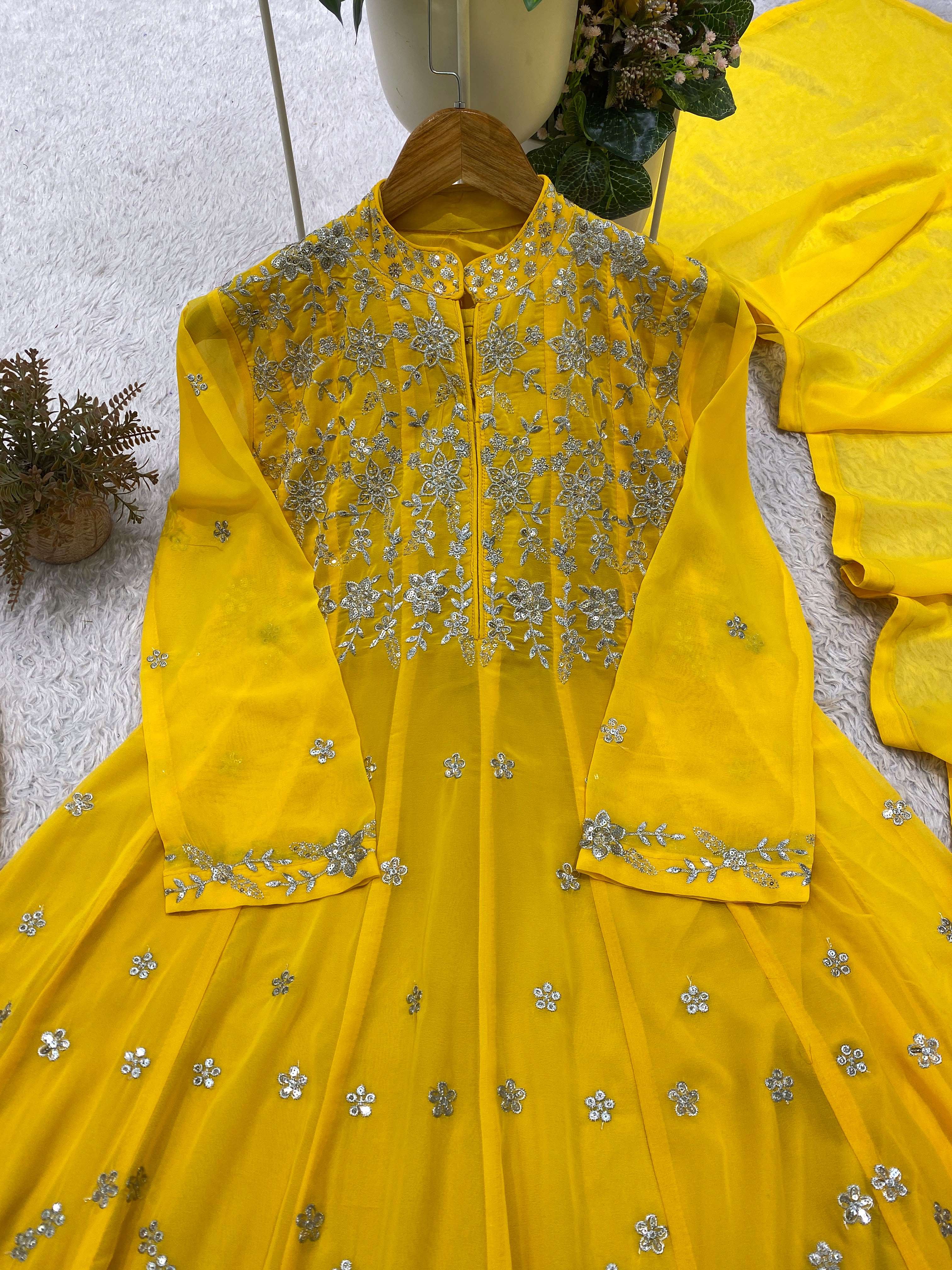 BE 495 GEORGETTE SEQUENCE EMBROIDERY DESIGNER WORK FESTIVE WEAR LADIES SUIT