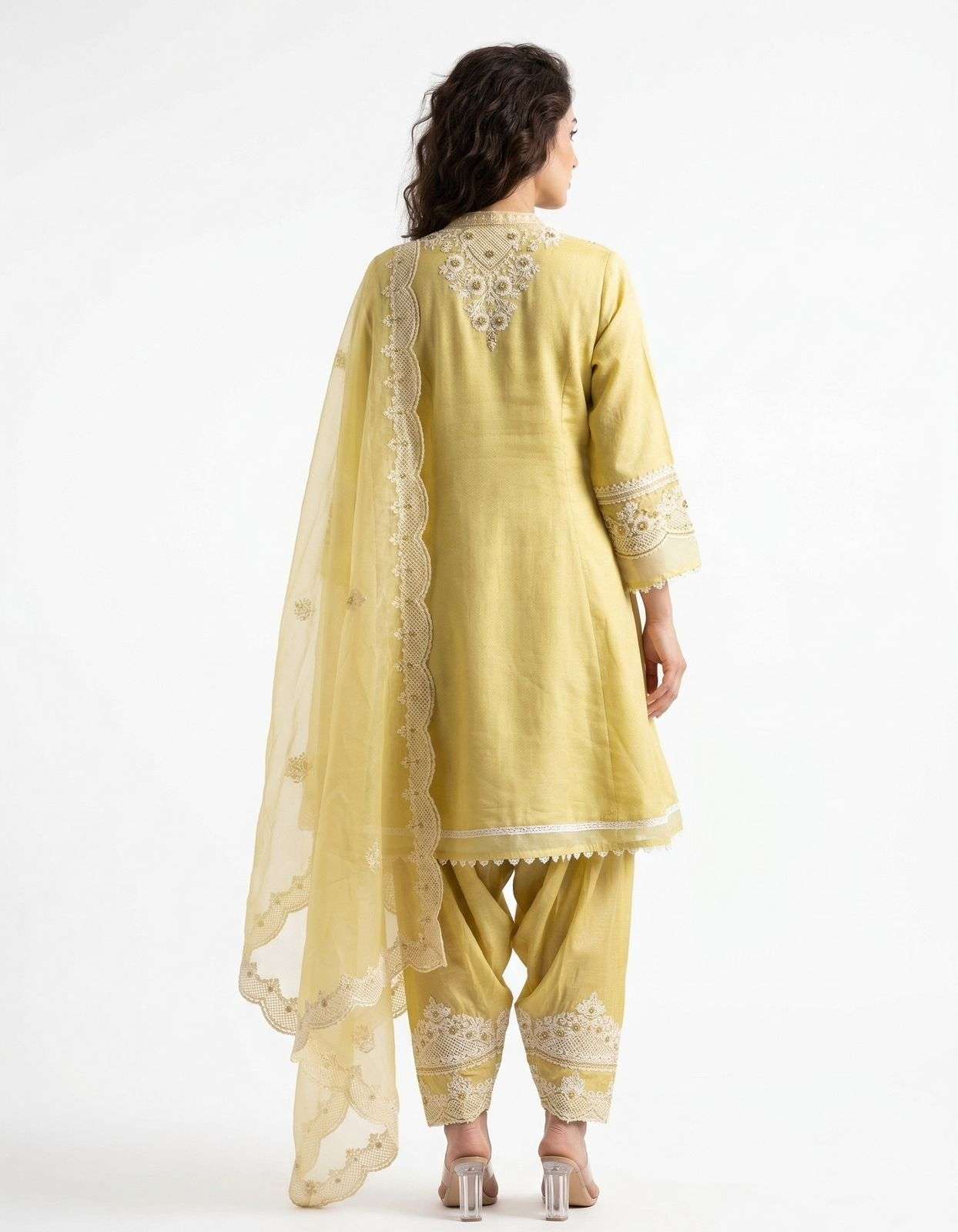 BE 497 ROMAN SILK DESIGNER EMBROIDERED WORKED TOP SALWAAR  WITH DUPATTA SET