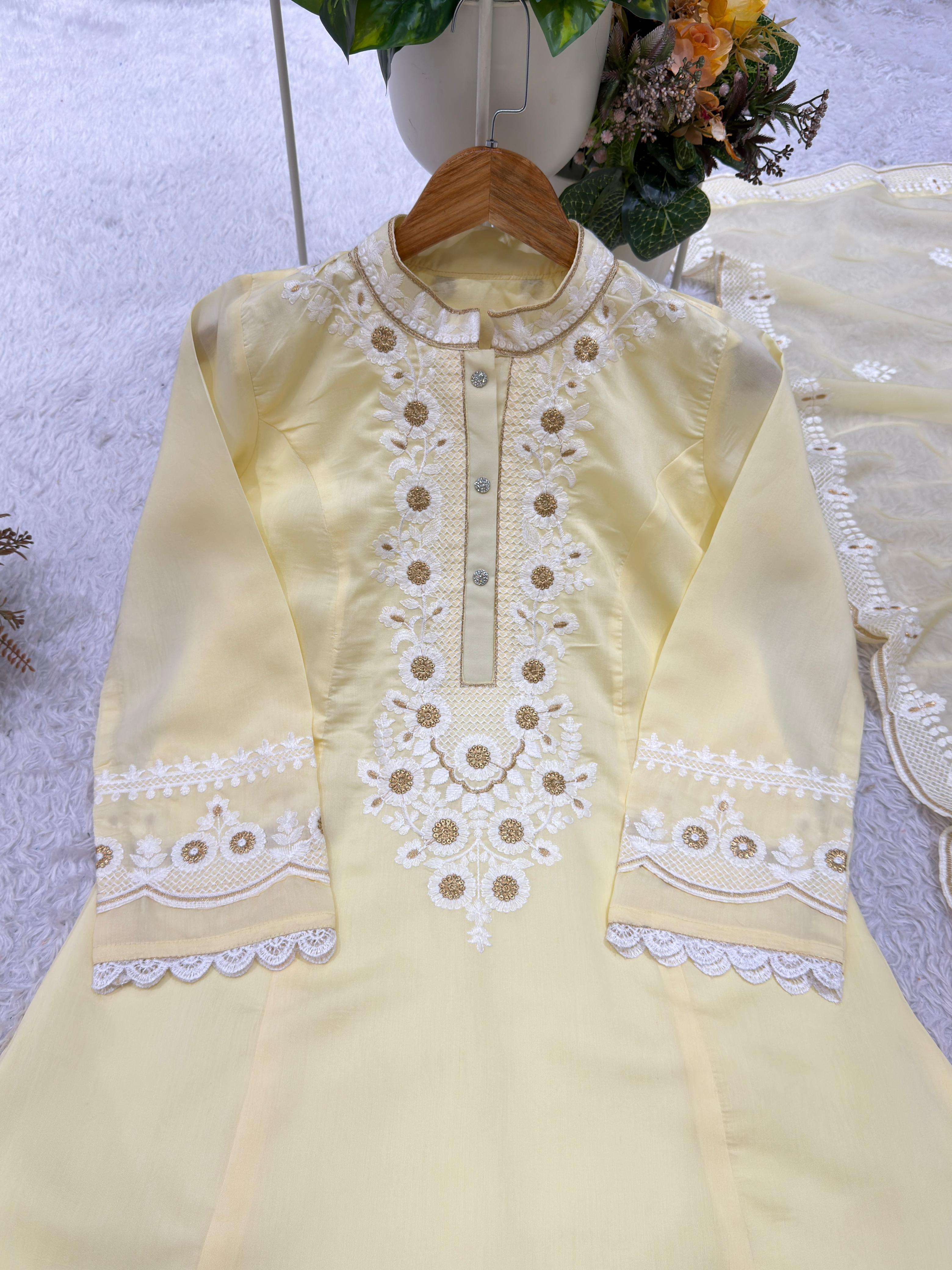 BE 497 ROMAN SILK DESIGNER EMBROIDERED WORKED TOP SALWAAR  WITH DUPATTA SET