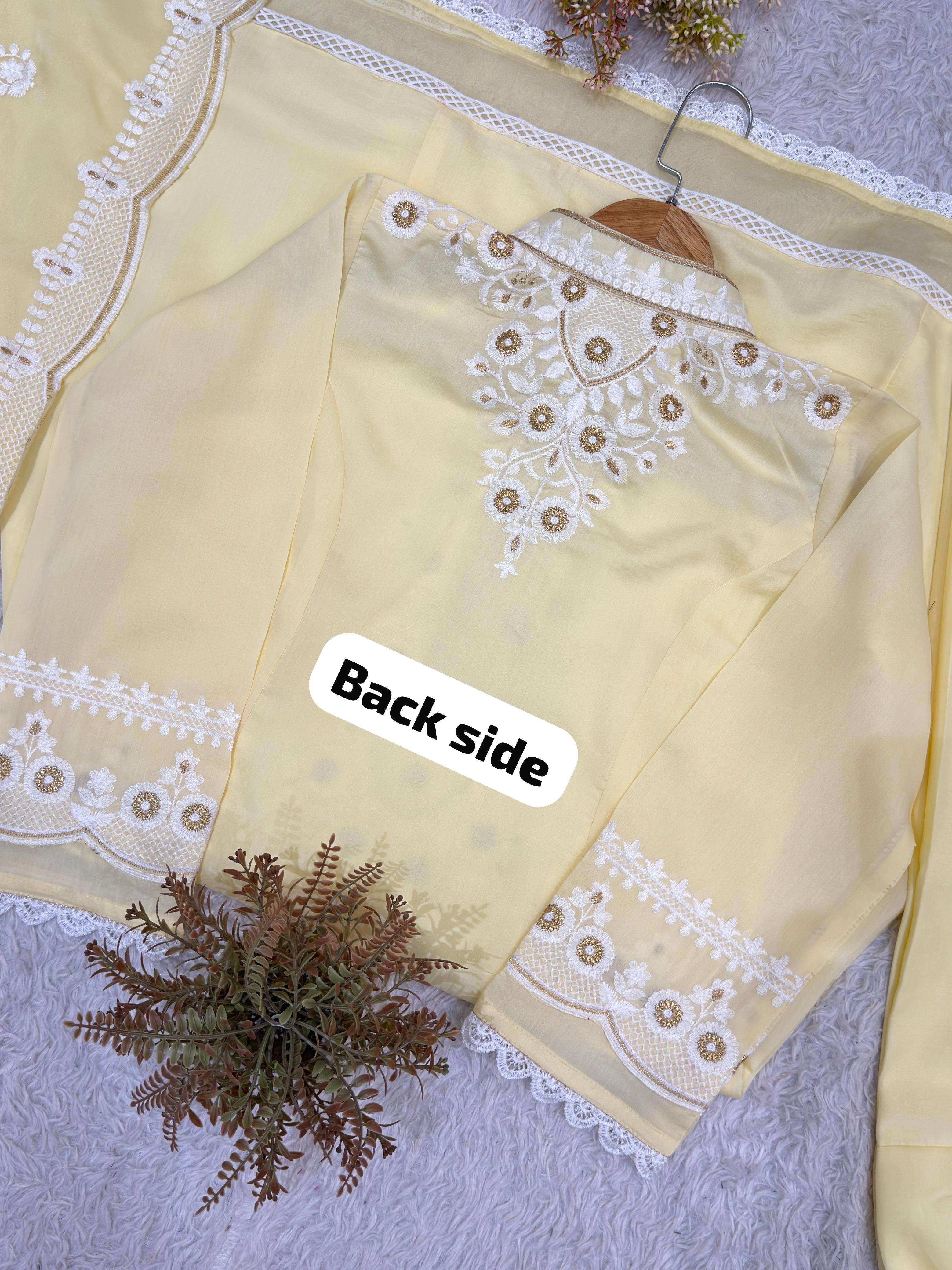 BE 497 ROMAN SILK DESIGNER EMBROIDERED WORKED TOP SALWAAR  WITH DUPATTA SET