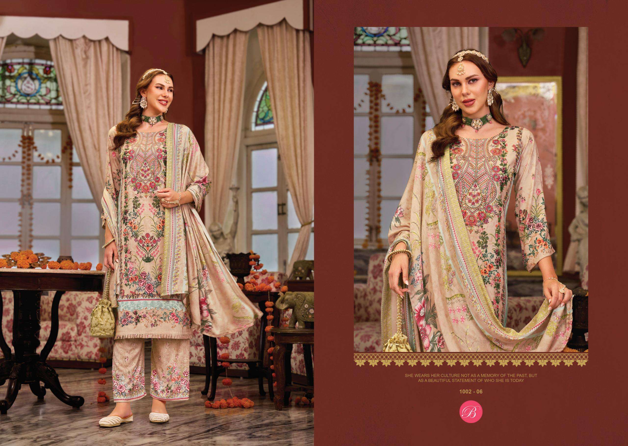 BELLIZA DESIGNER STUDIO DILKHUSH VOL 5 VISCOSE DIGITAL PRINT WITH FANCY WORK SUIT