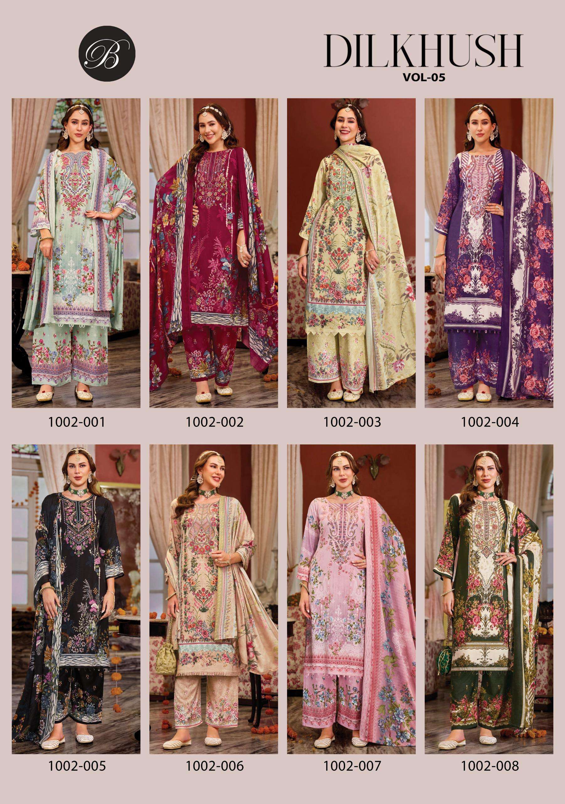 BELLIZA DESIGNER STUDIO DILKHUSH VOL 5 VISCOSE DIGITAL PRINT WITH FANCY WORK SUIT