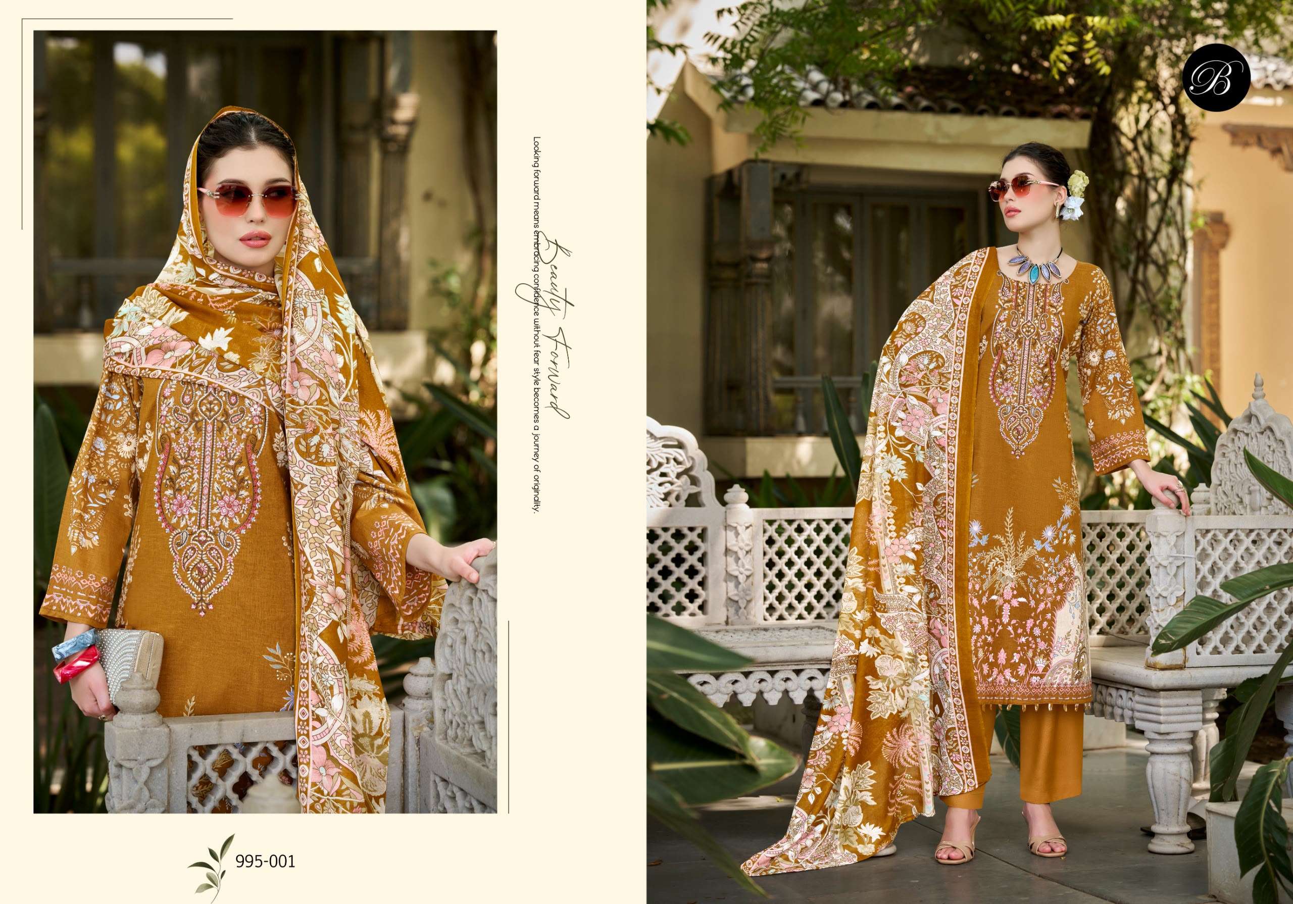 BELLIZA DESIGNER STUDIO NAIRA VOL 153 COTTON DIGITAL PRINTS WITH EMBROIDERIES WORK SUIT