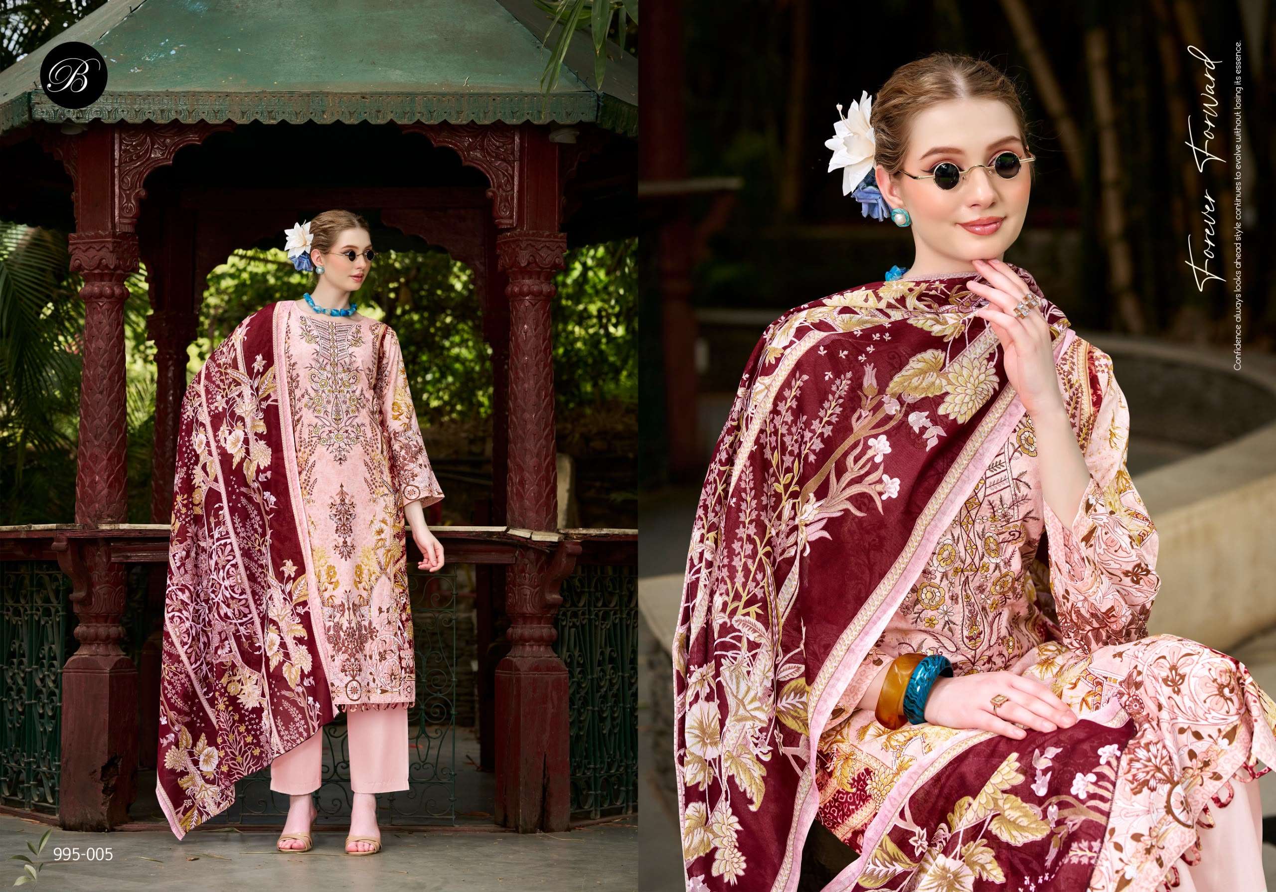 BELLIZA DESIGNER STUDIO NAIRA VOL 153 COTTON DIGITAL PRINTS WITH EMBROIDERIES WORK SUIT