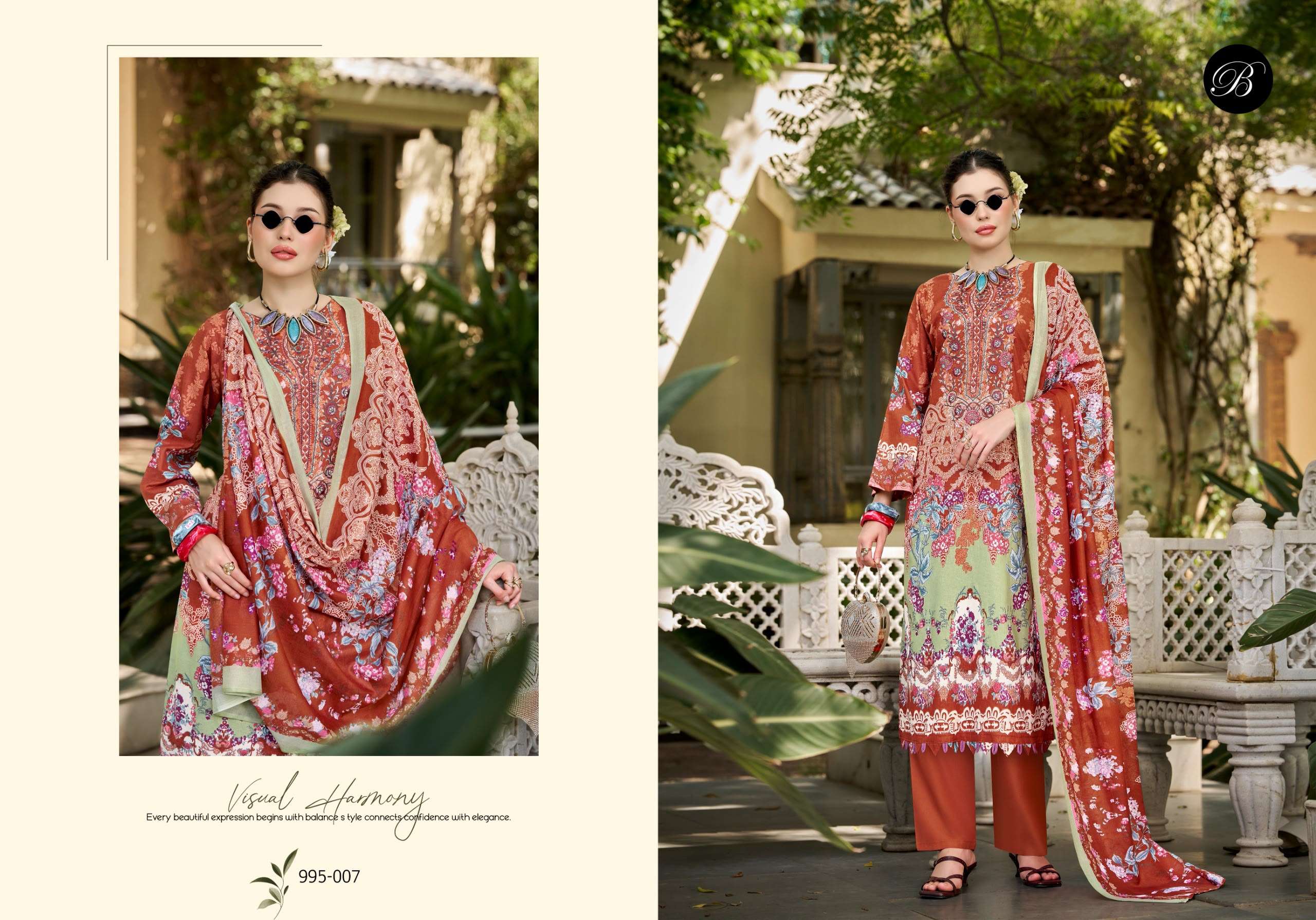 BELLIZA DESIGNER STUDIO NAIRA VOL 153 COTTON DIGITAL PRINTS WITH EMBROIDERIES WORK SUIT