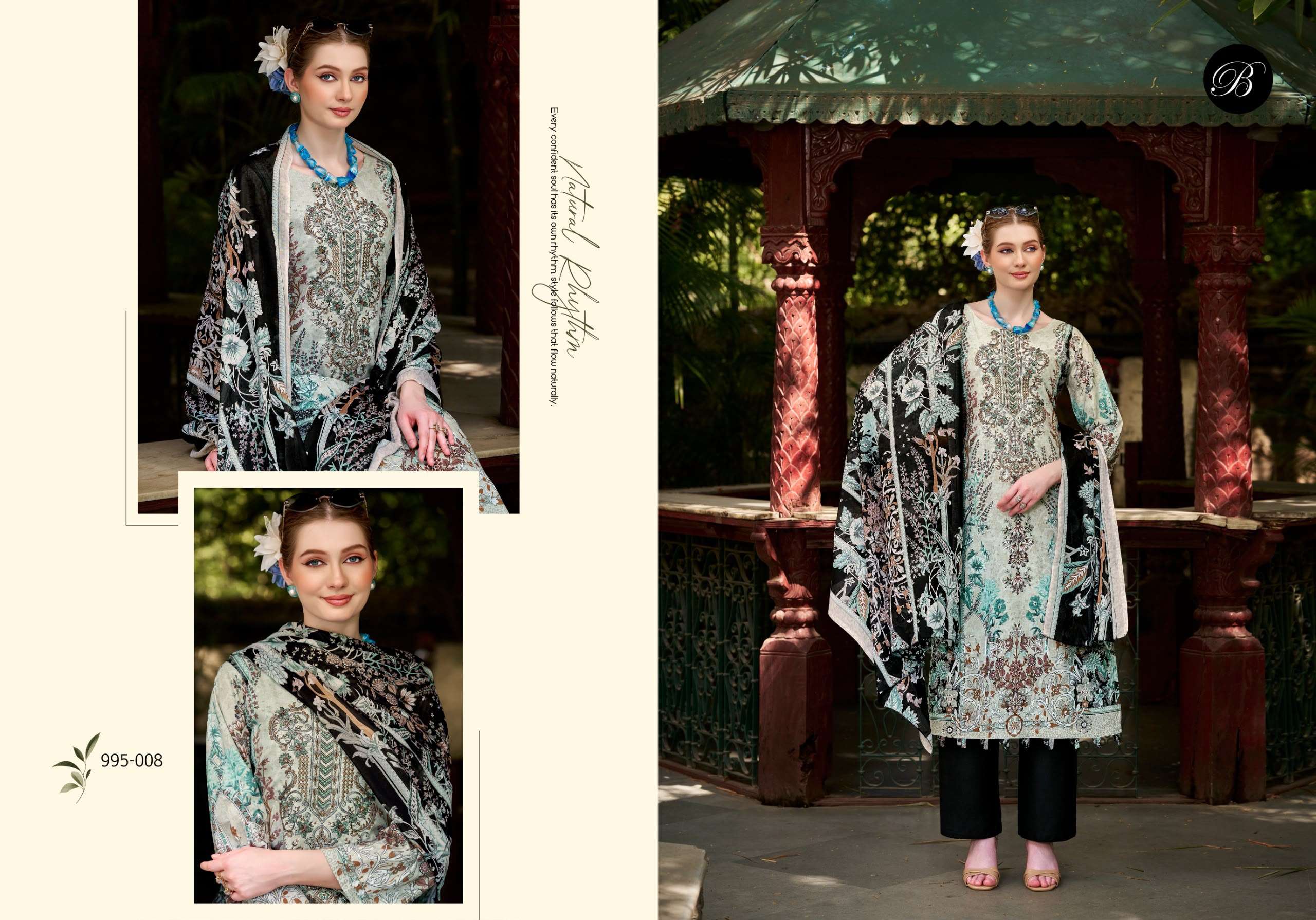 BELLIZA DESIGNER STUDIO NAIRA VOL 153 COTTON DIGITAL PRINTS WITH EMBROIDERIES WORK SUIT