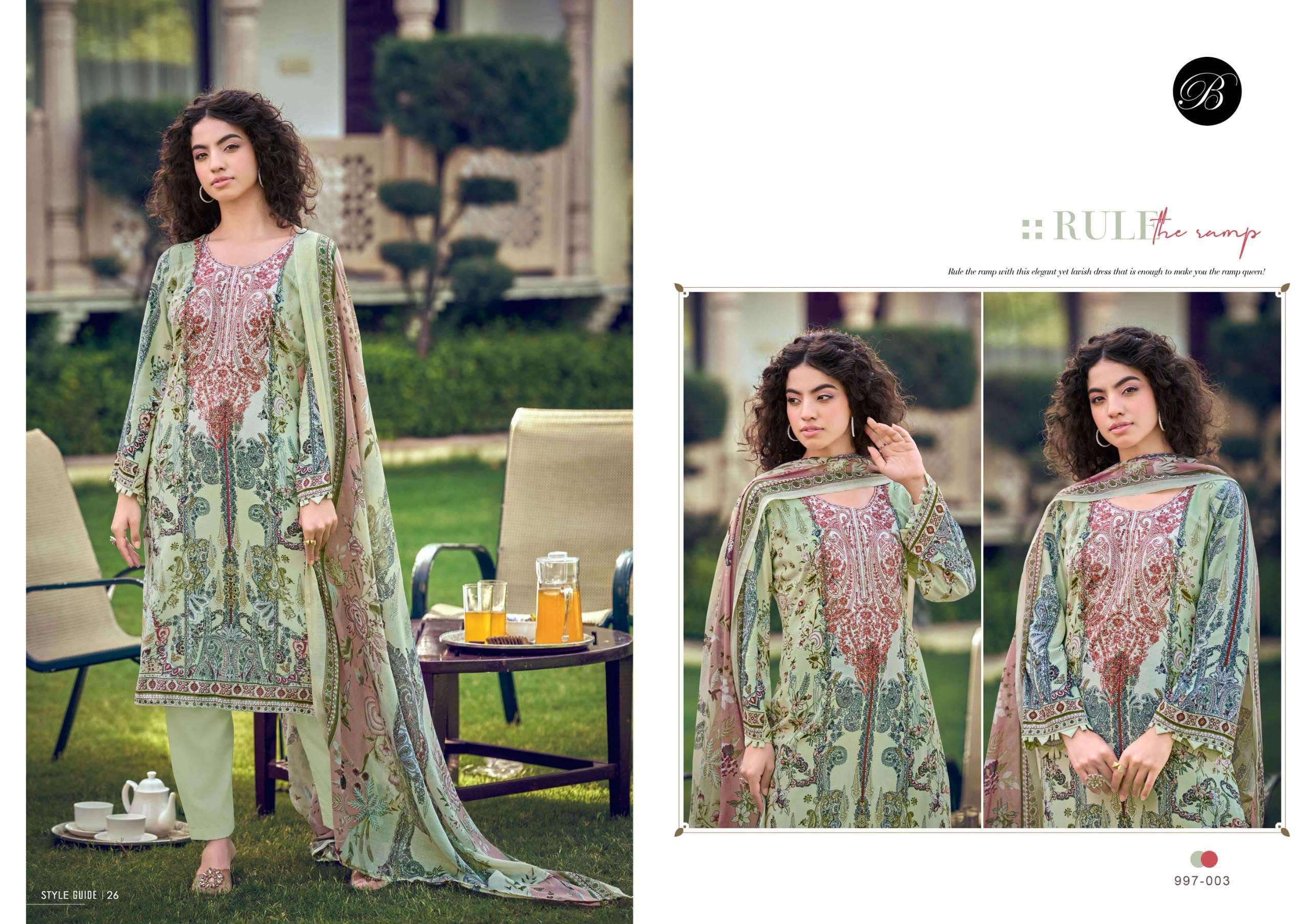 BELLIZA DESIGNER STUDIO NAIRA VOL 154 COTTON DIGITAL PRINTS WITH FANCY EMBROIDERIES WORK SUIT