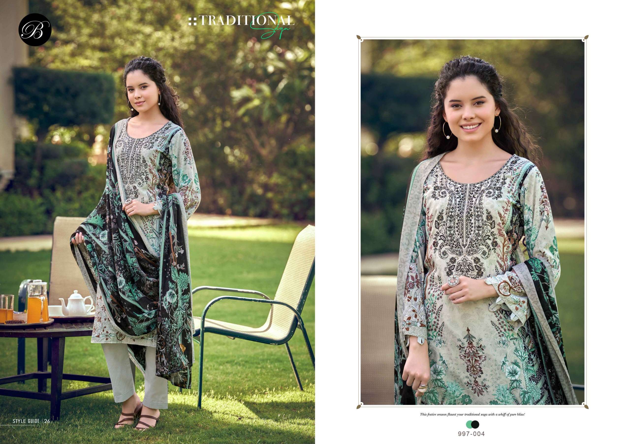 BELLIZA DESIGNER STUDIO NAIRA VOL 154 COTTON DIGITAL PRINTS WITH FANCY EMBROIDERIES WORK SUIT