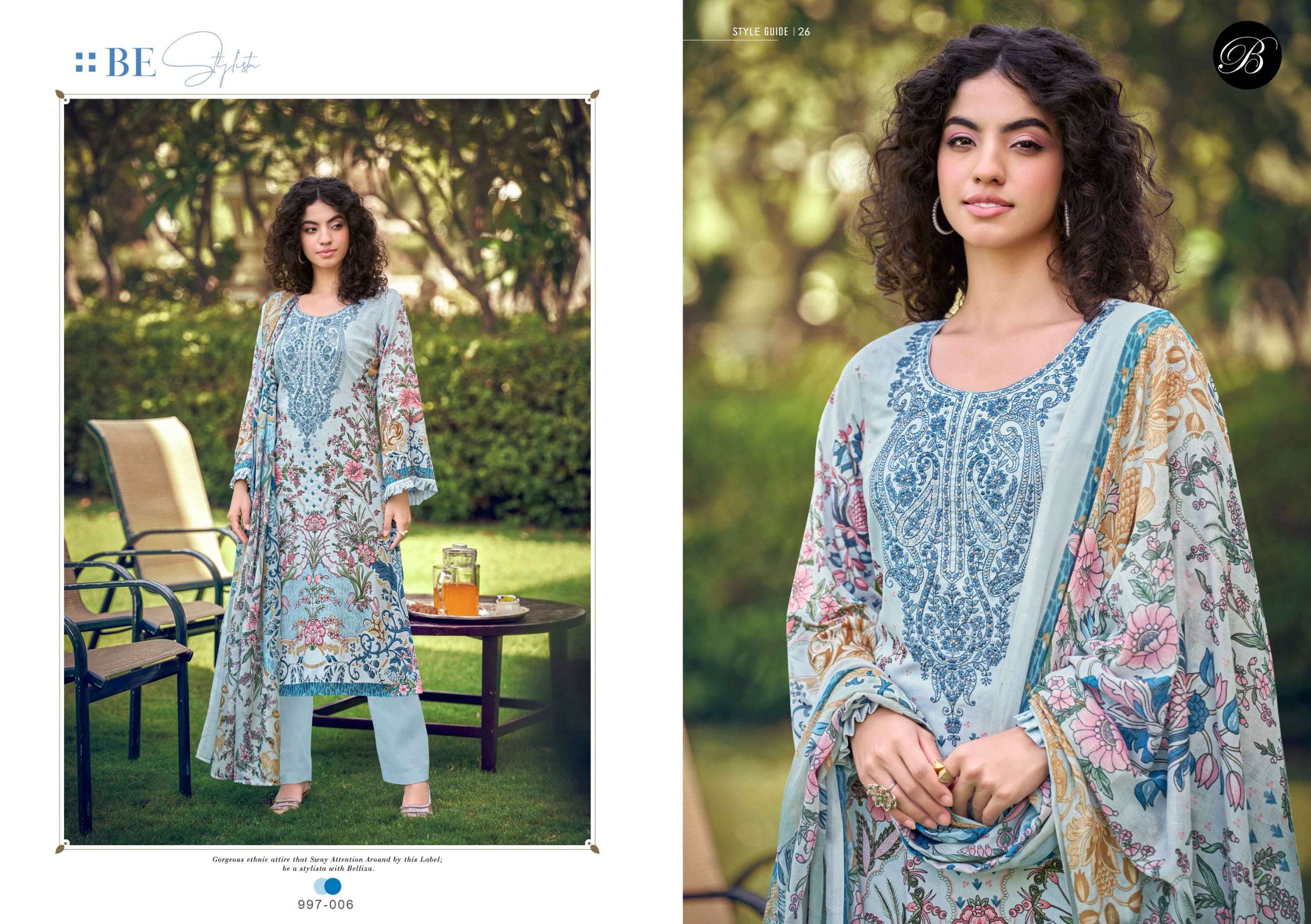 BELLIZA DESIGNER STUDIO NAIRA VOL 154 COTTON DIGITAL PRINTS WITH FANCY EMBROIDERIES WORK SUIT