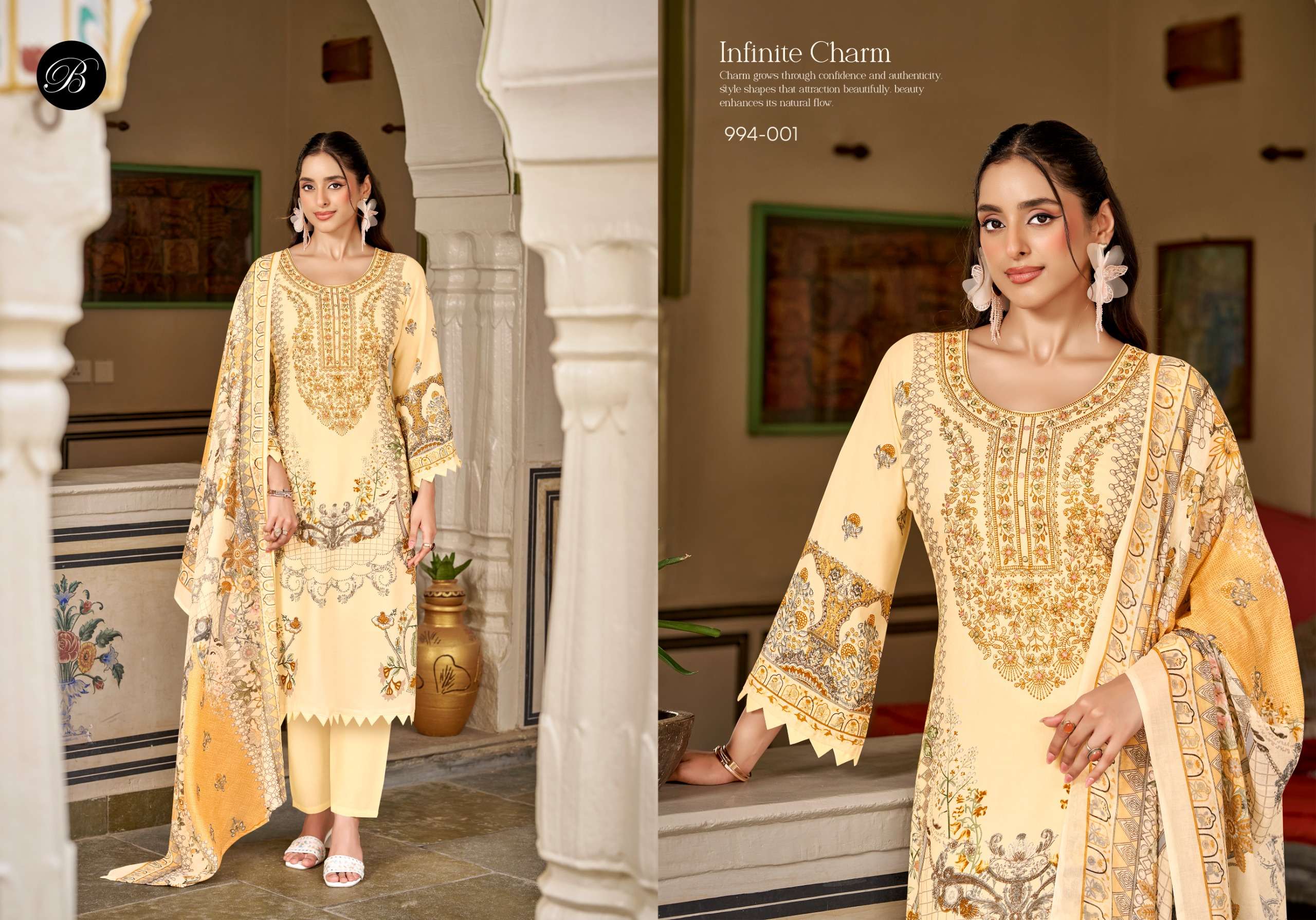 BELLIZA DESIGNER STUDIO RIWAYAT VOL 19 VISCOSE DIGITAL PRINT WITH FANCY WORK SUIT