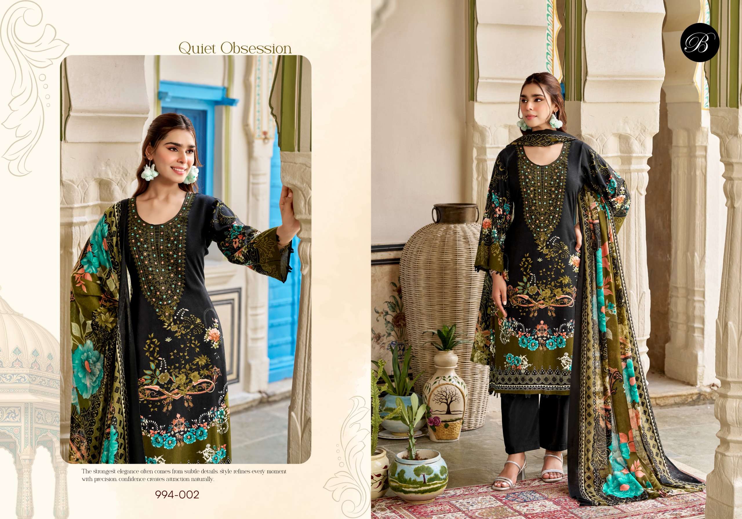 BELLIZA DESIGNER STUDIO RIWAYAT VOL 19 VISCOSE DIGITAL PRINT WITH FANCY WORK SUIT
